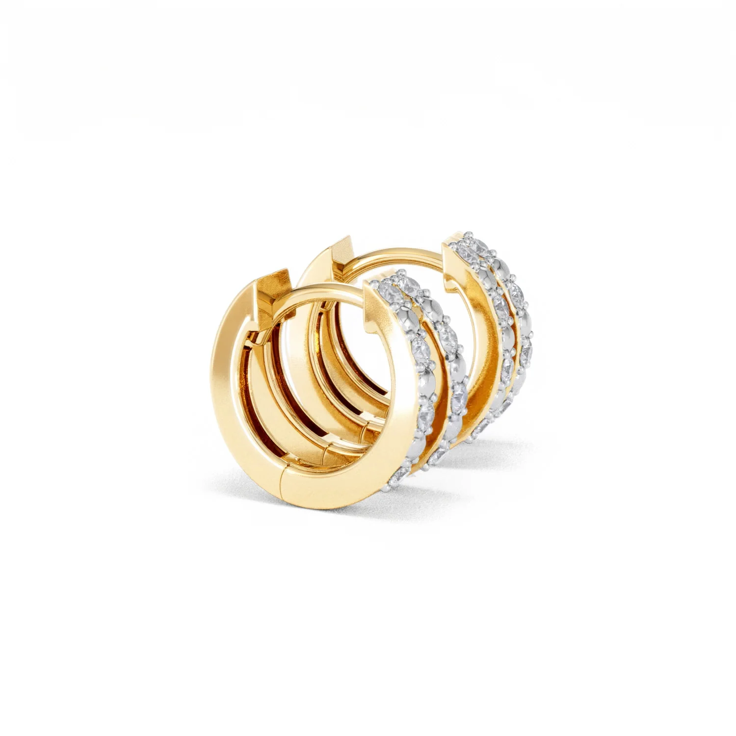 Duo Row Huggie Lab Diamond Earrings 0.22ct in 18K Gold Vermeil - Image 24
