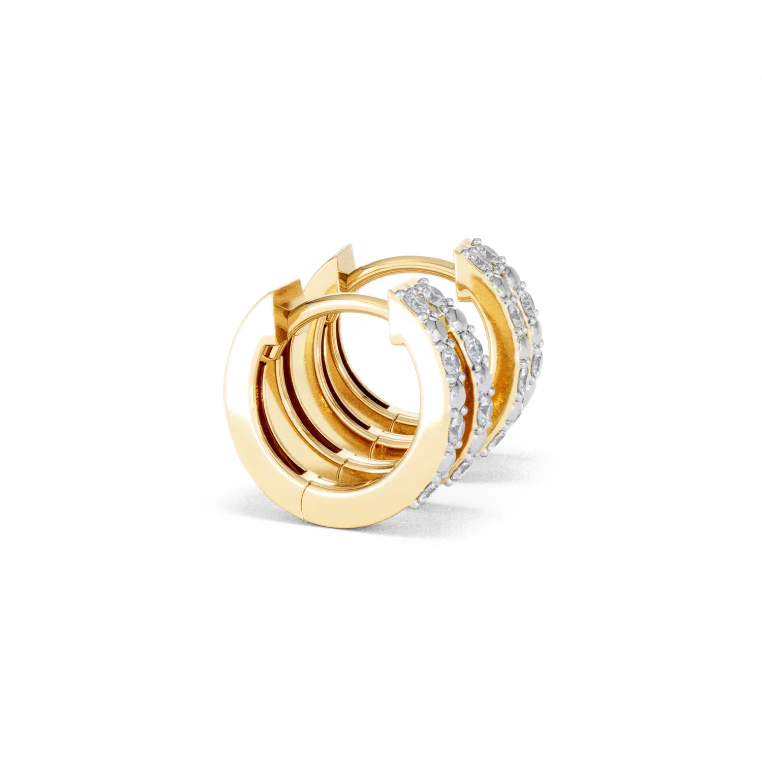 Duo Row Huggie Lab Diamond Earrings 0.22ct in 18K Gold Vermeil - Image 25