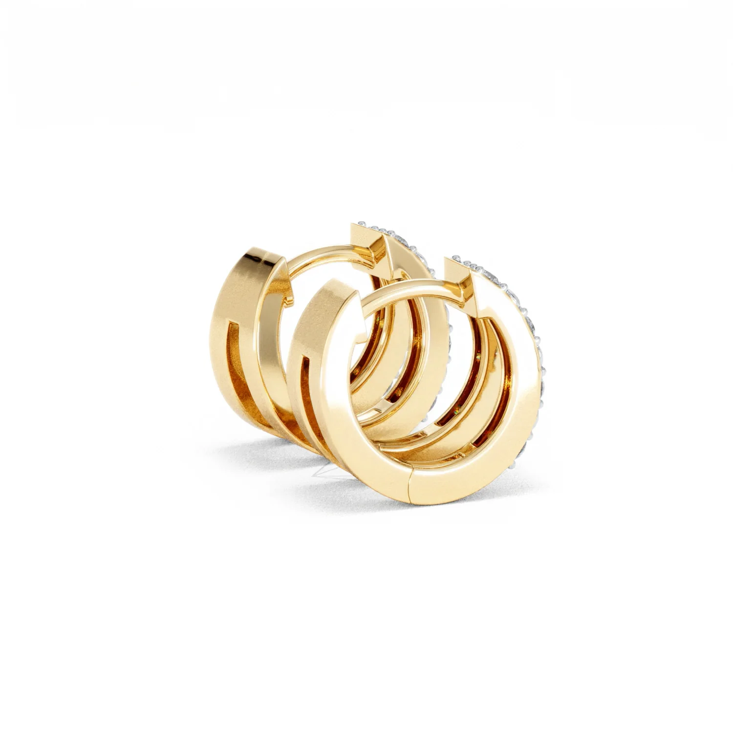 Duo Row Huggie Lab Diamond Earrings 0.22ct in 18K Gold Vermeil - Image 35