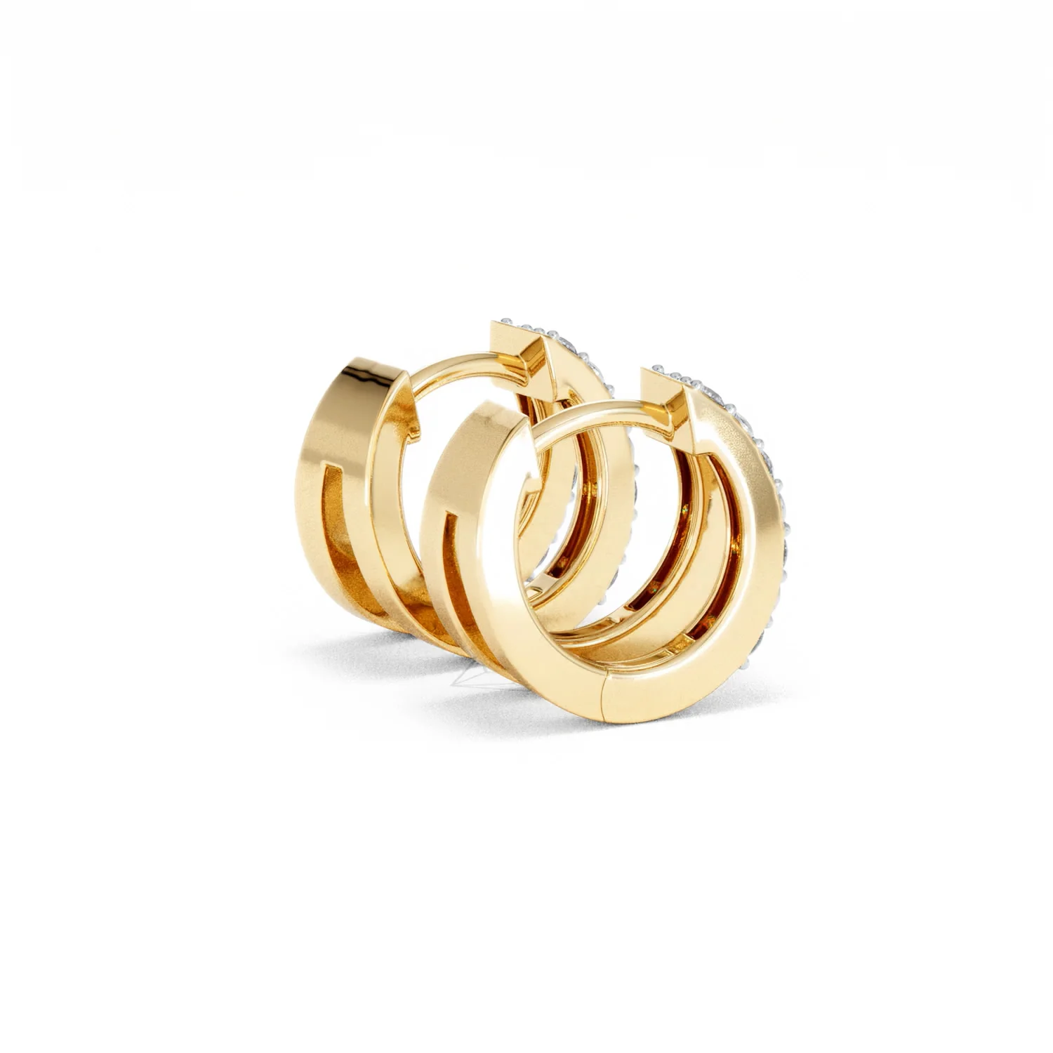 Duo Row Huggie Lab Diamond Earrings 0.22ct in 18K Gold Vermeil - Image 36