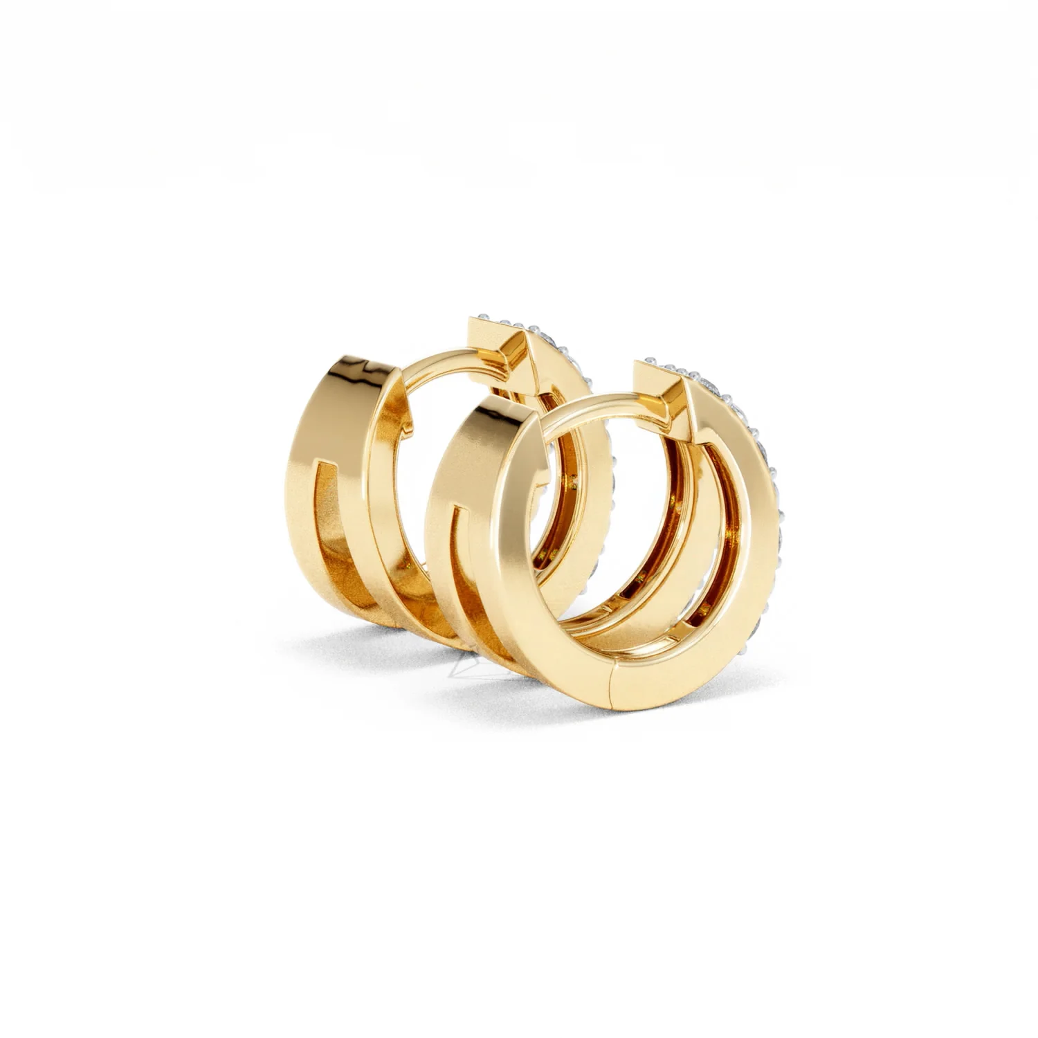 Duo Row Huggie Lab Diamond Earrings 0.22ct in 18K Gold Vermeil - Image 37