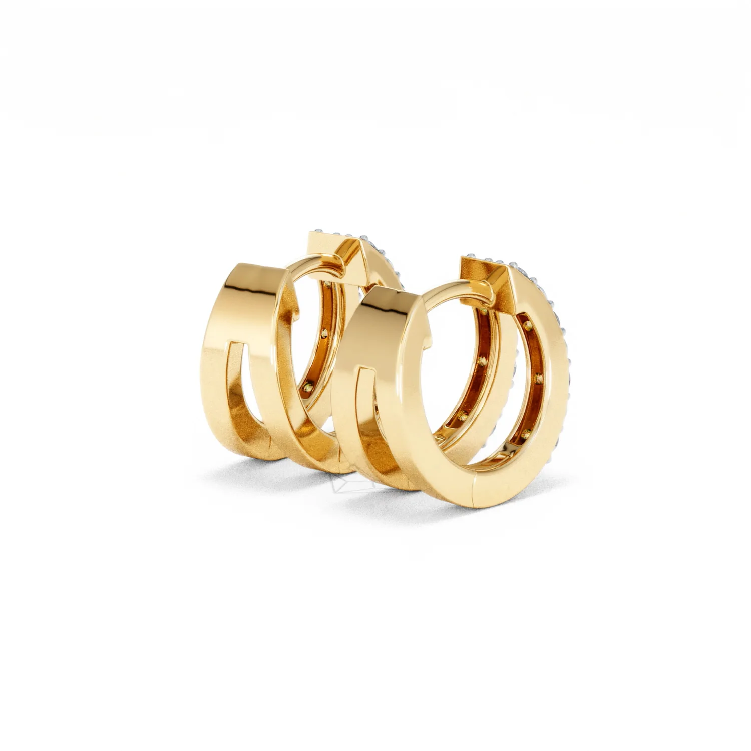 Duo Row Huggie Lab Diamond Earrings 0.22ct in 18K Gold Vermeil - Image 40
