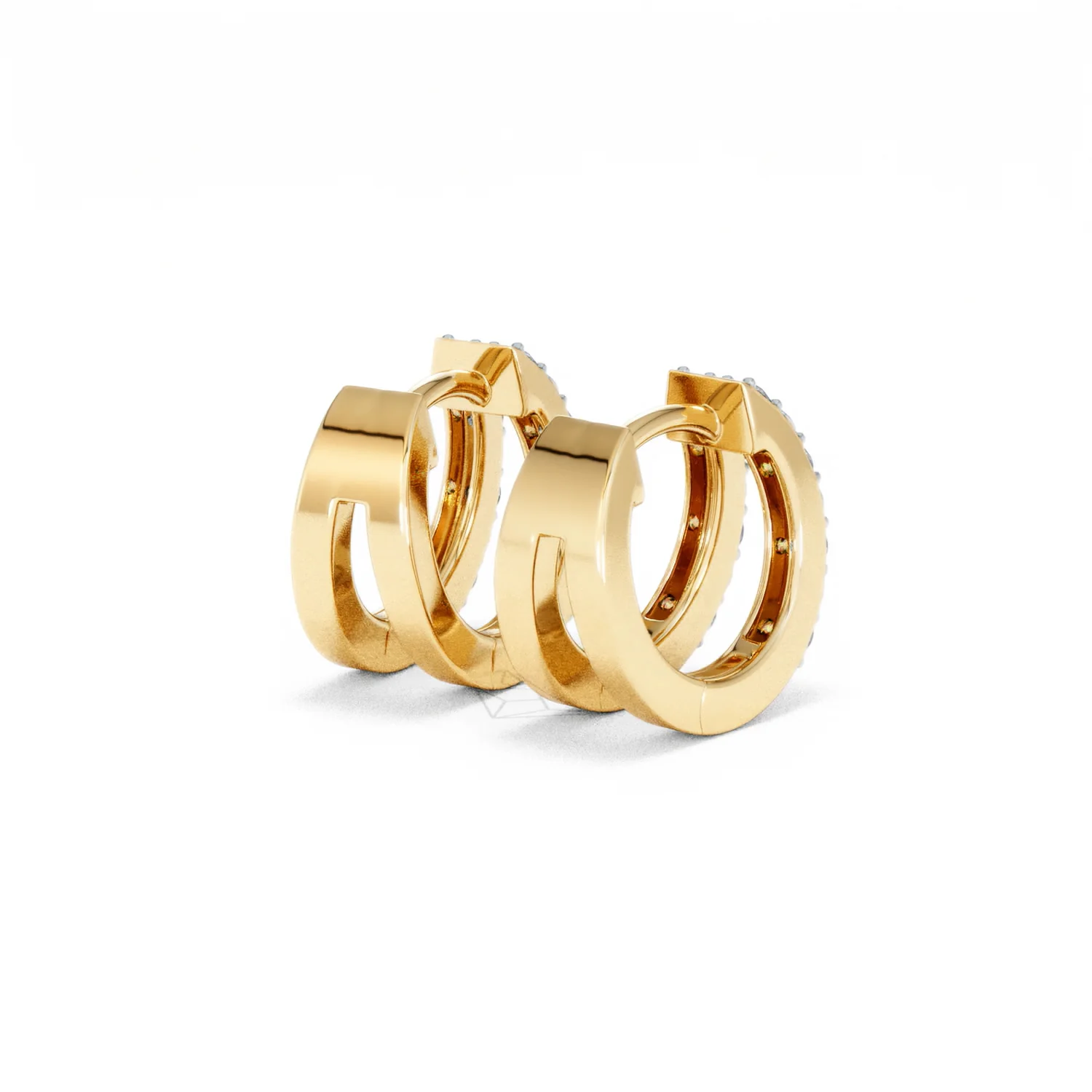 Duo Row Huggie Lab Diamond Earrings 0.22ct in 18K Gold Vermeil - Image 41