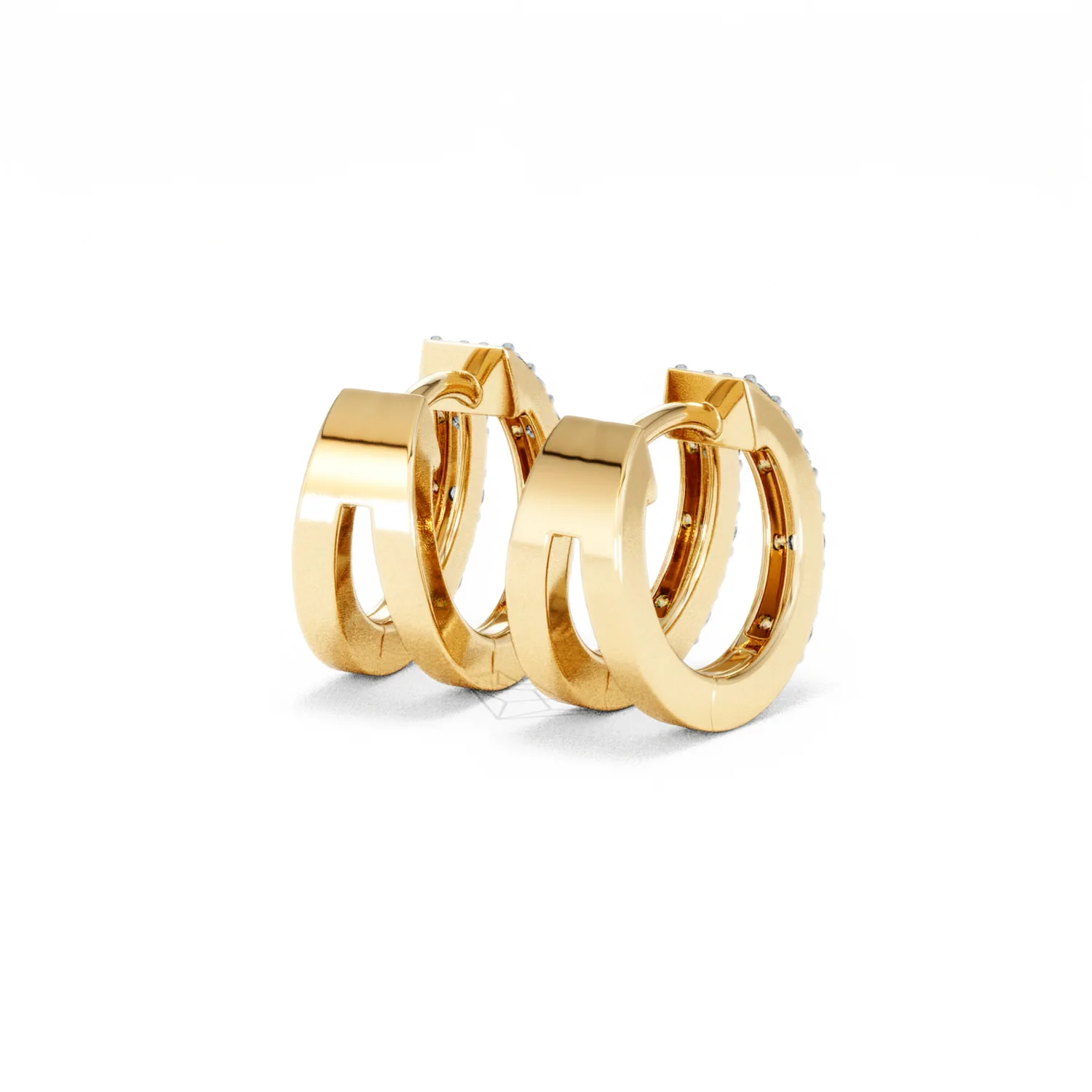 Duo Row Huggie Lab Diamond Earrings 0.22ct in 18K Gold Vermeil - Image 42