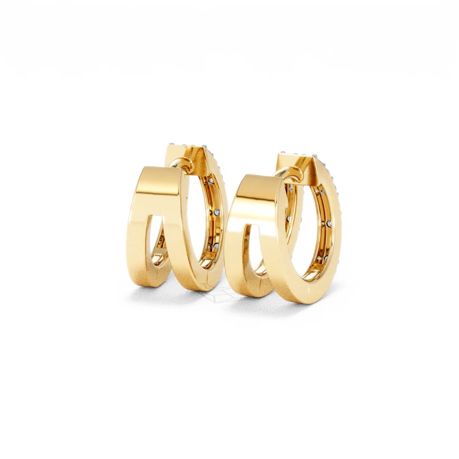 Duo Row Huggie Lab Diamond Earrings 0.22ct in 18K Gold Vermeil - Image 44