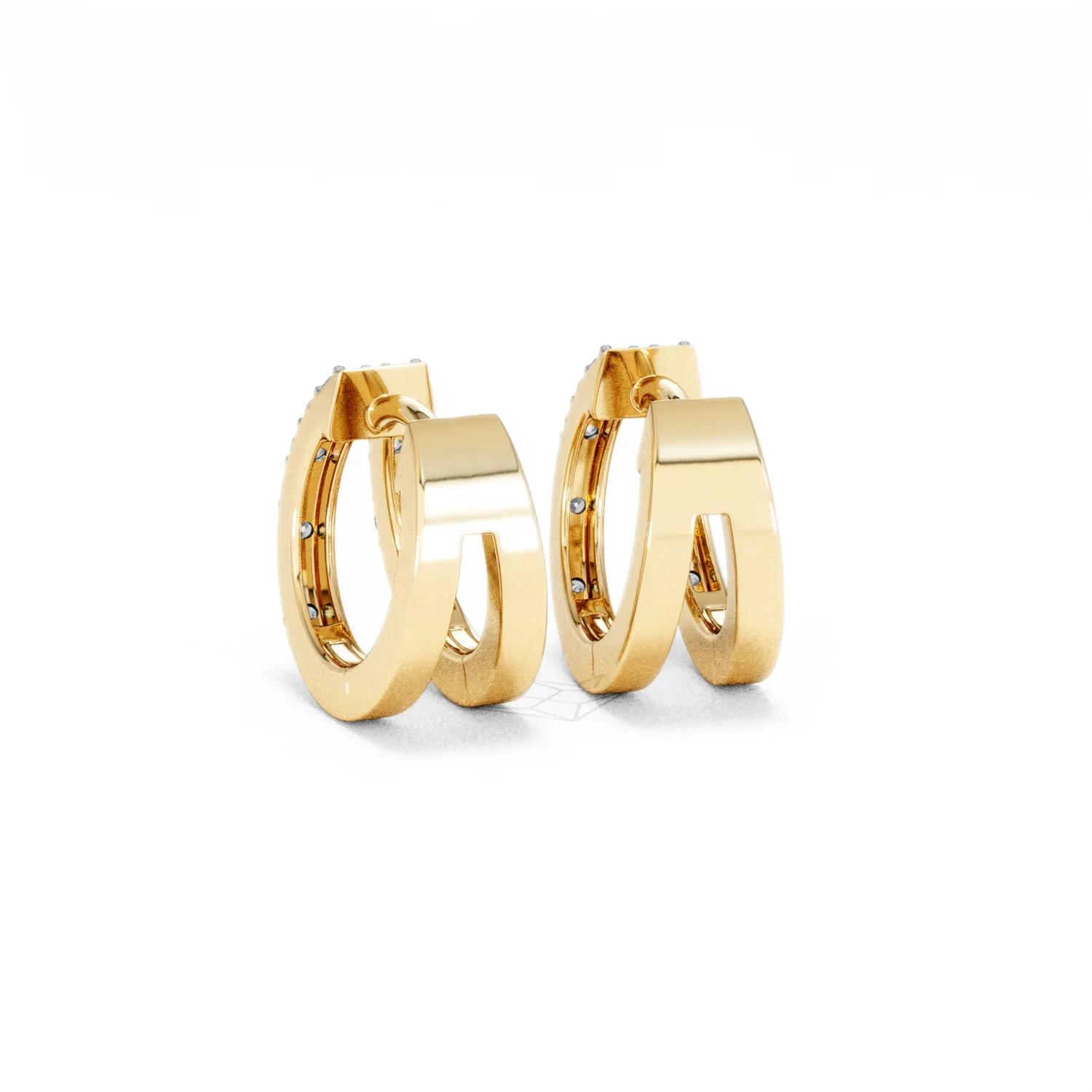Duo Row Huggie Lab Diamond Earrings 0.22ct in 18K Gold Vermeil - Image 53