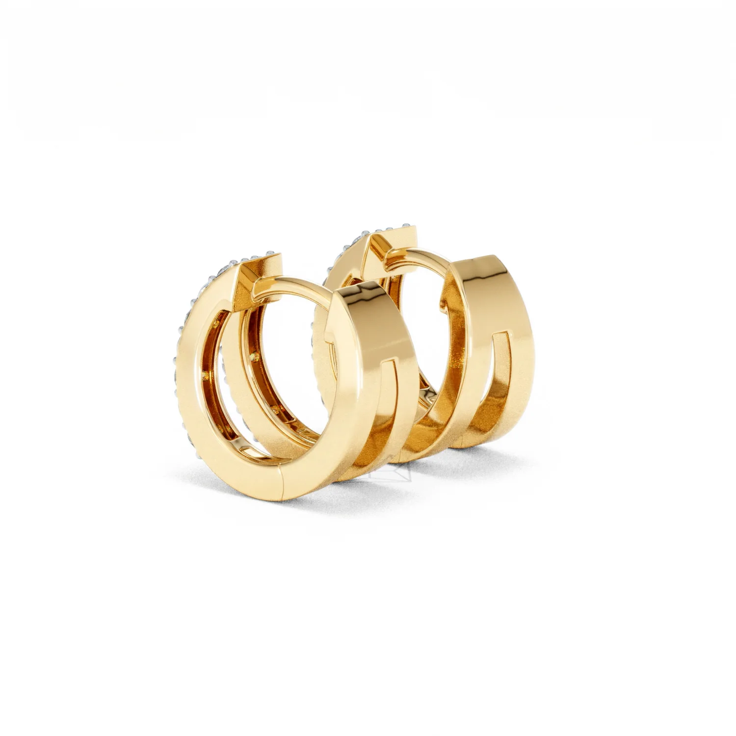 Duo Row Huggie Lab Diamond Earrings 0.22ct in 18K Gold Vermeil - Image 59