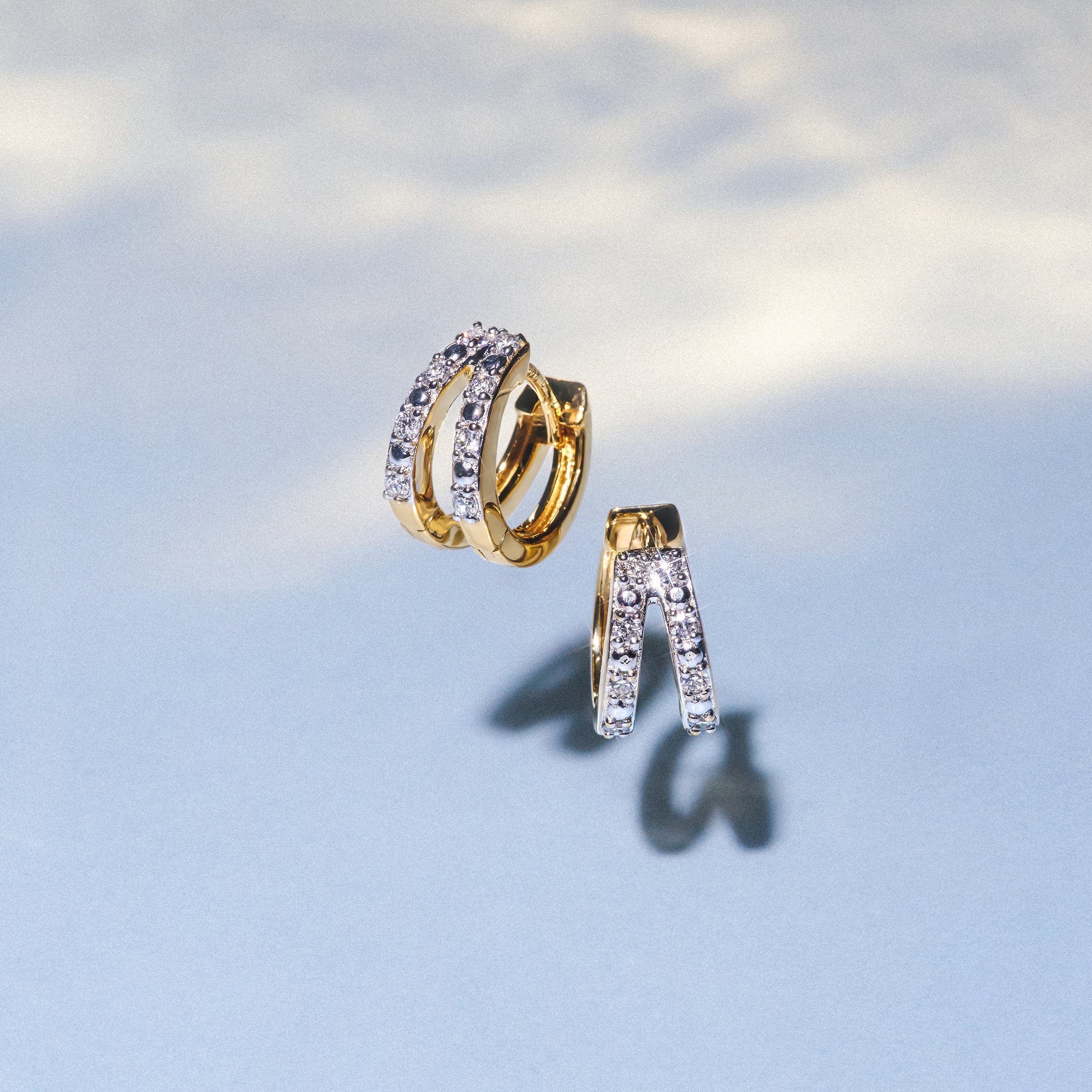 Duo Row Huggie Lab Diamond Earrings 0.22ct in 18K Gold Vermeil - Image 6