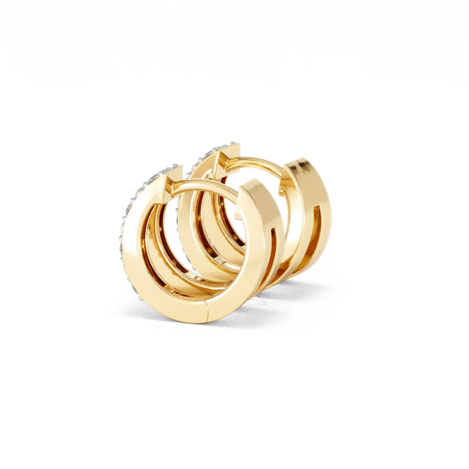 Duo Row Huggie Lab Diamond Earrings 0.22ct in 18K Gold Vermeil - Image 63