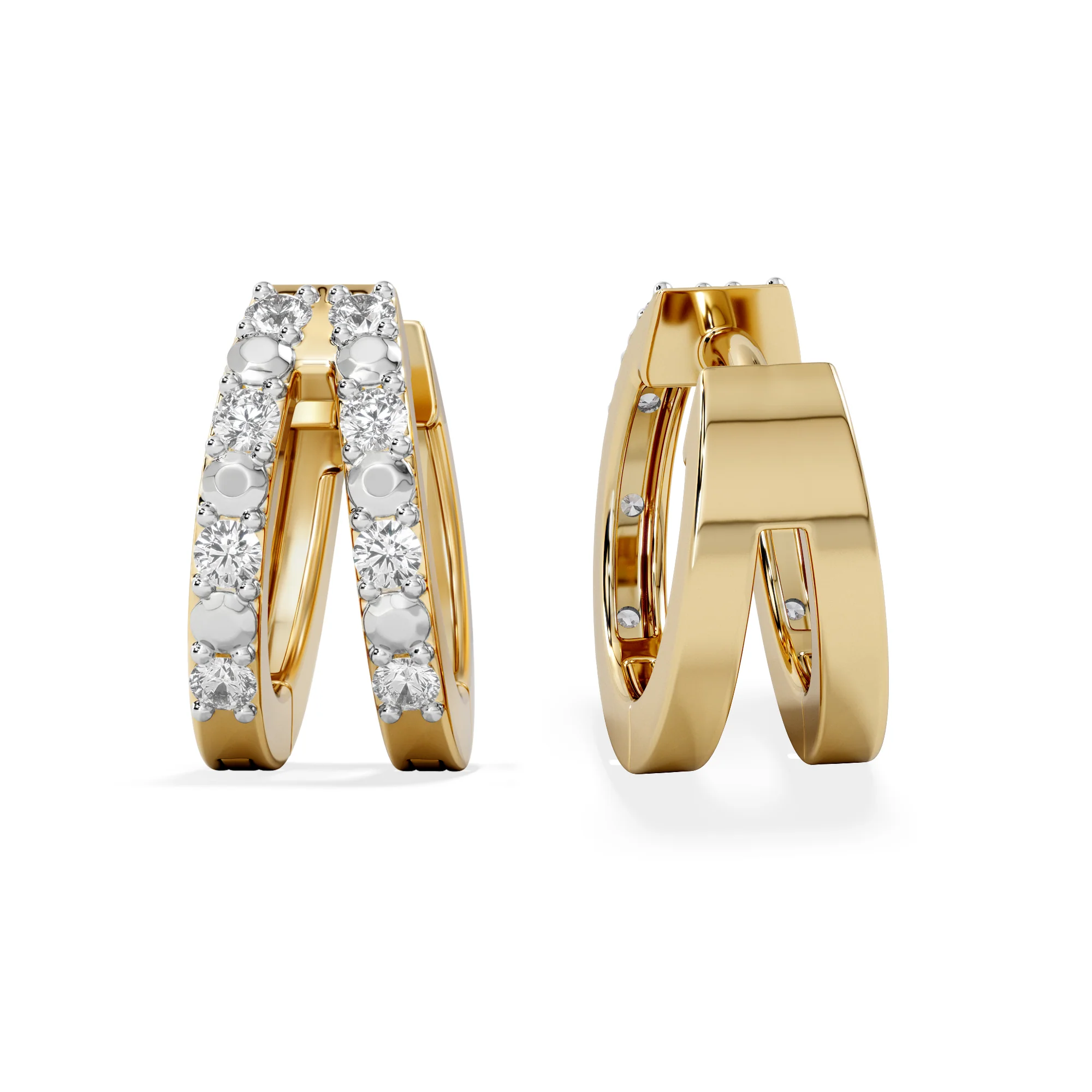 Duo Row Huggie Lab Diamond Earrings 0.22ct in 18K Gold Vermeil - Image 7