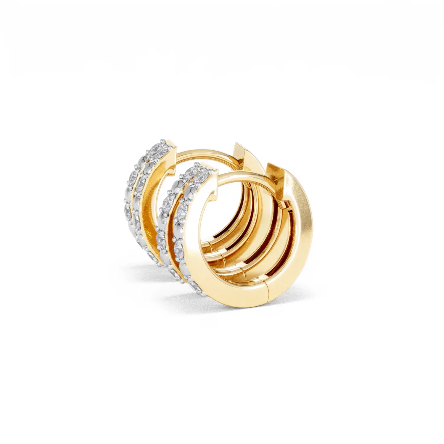 Duo Row Huggie Lab Diamond Earrings 0.22ct in 18K Gold Vermeil - Image 73