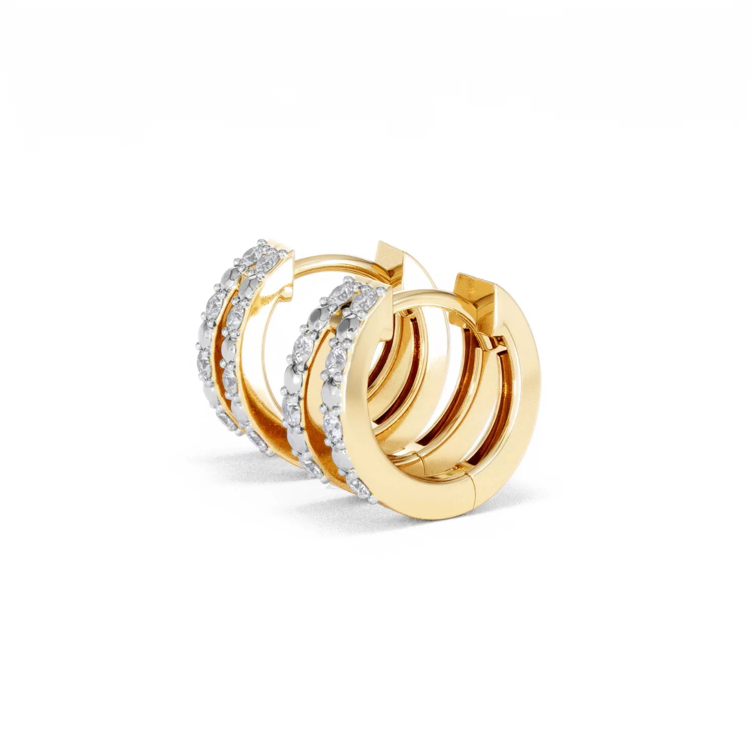Duo Row Huggie Lab Diamond Earrings 0.22ct in 18K Gold Vermeil - Image 75