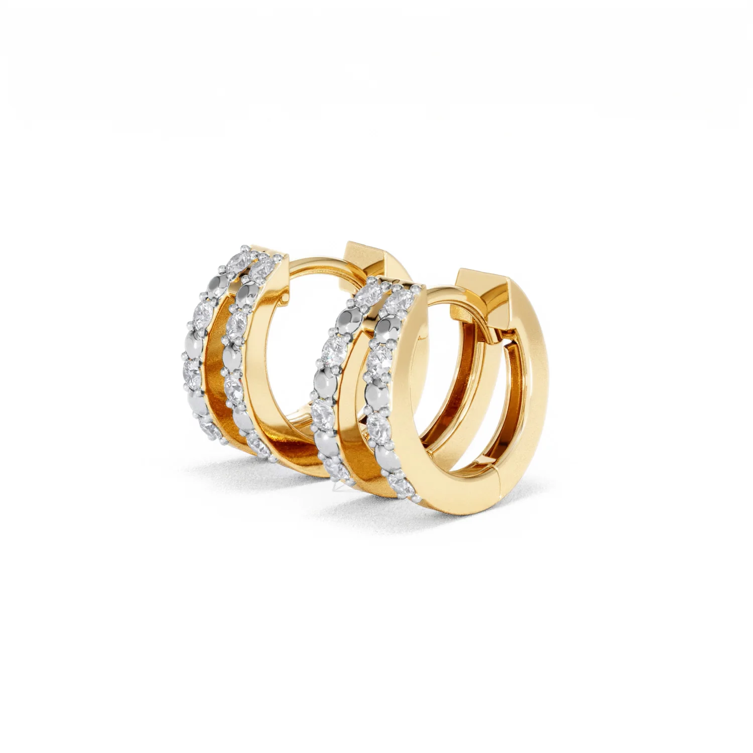 Duo Row Huggie Lab Diamond Earrings 0.22ct in 18K Gold Vermeil - Image 78