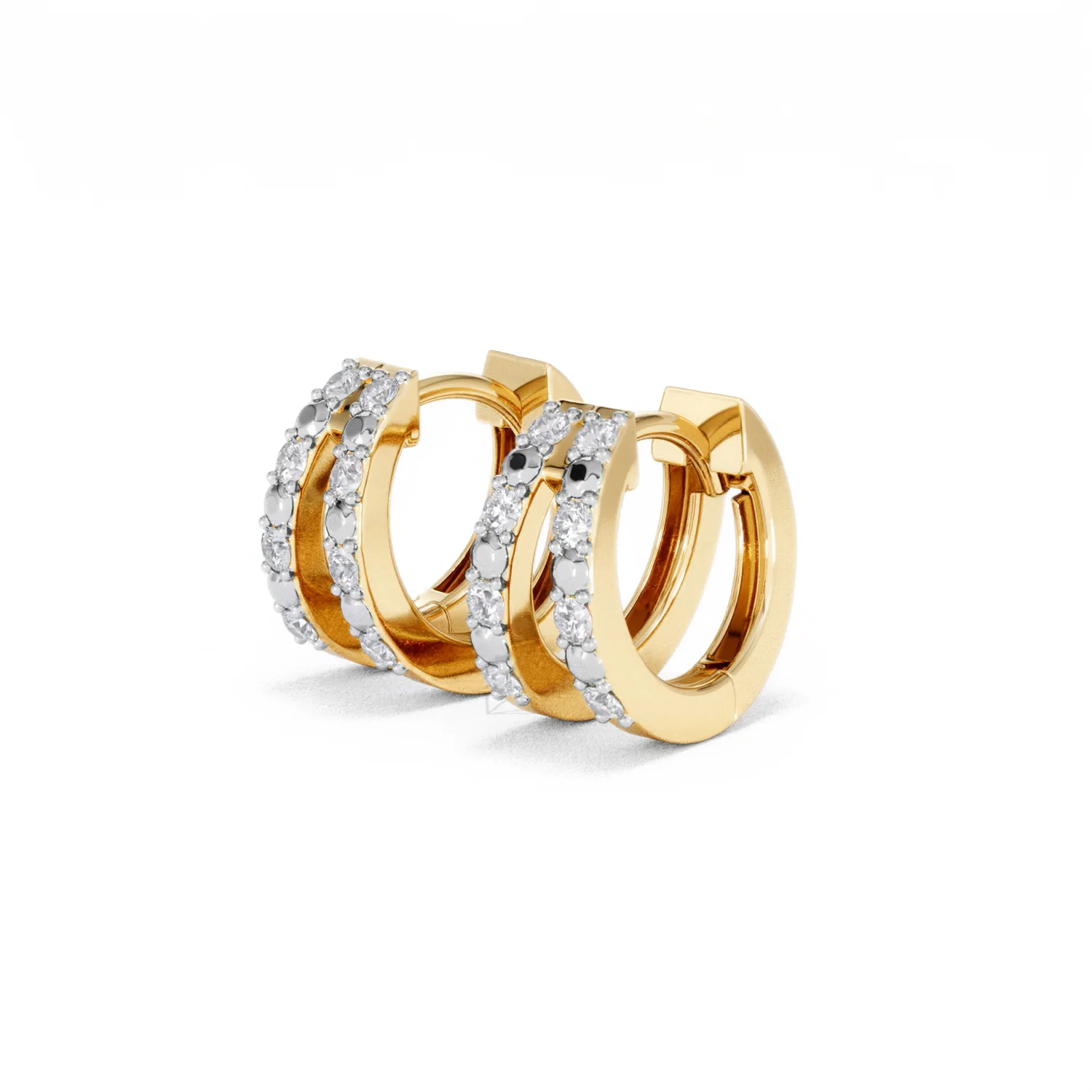 Duo Row Huggie Lab Diamond Earrings 0.22ct in 18K Gold Vermeil - Image 79
