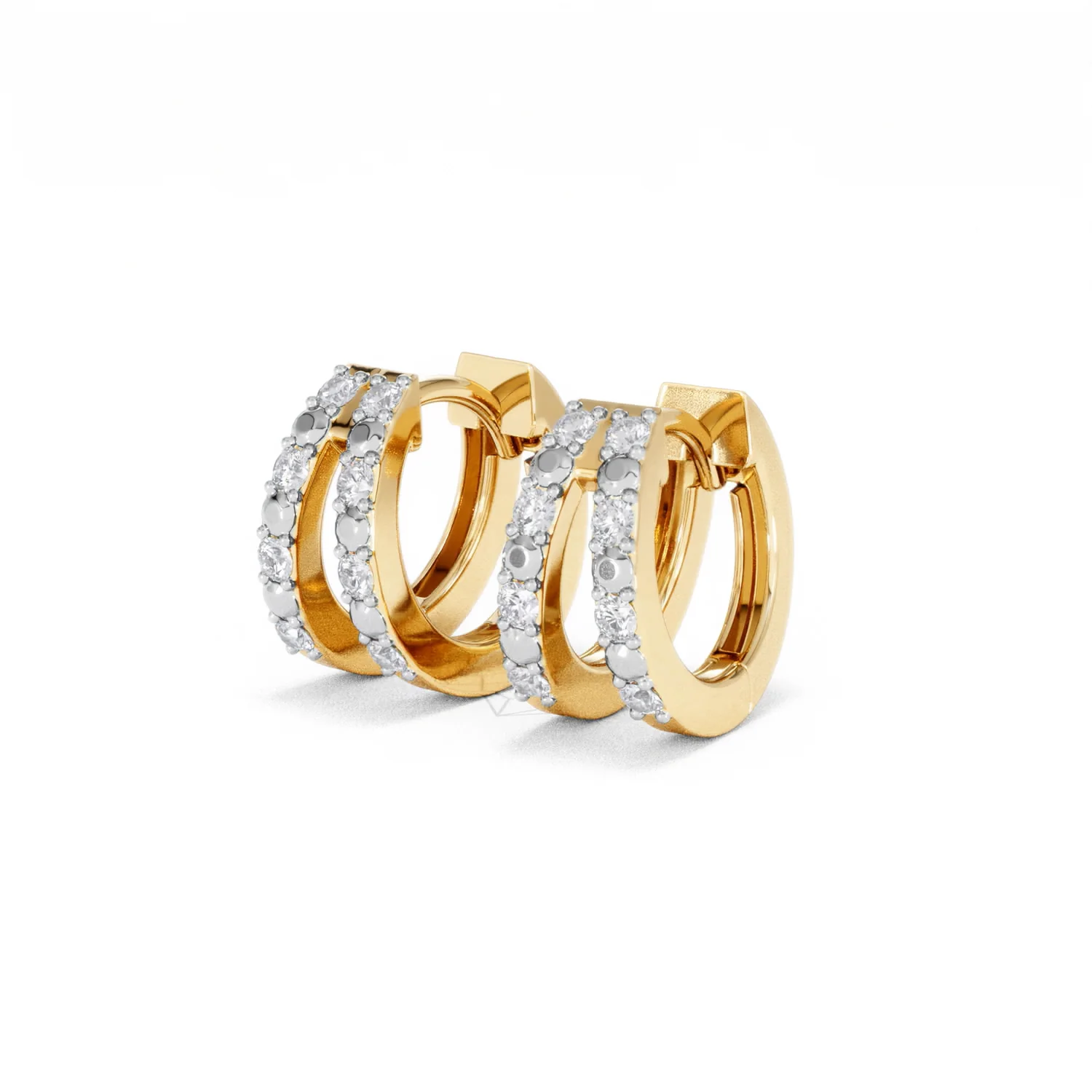 Duo Row Huggie Lab Diamond Earrings 0.22ct in 18K Gold Vermeil - Image 81