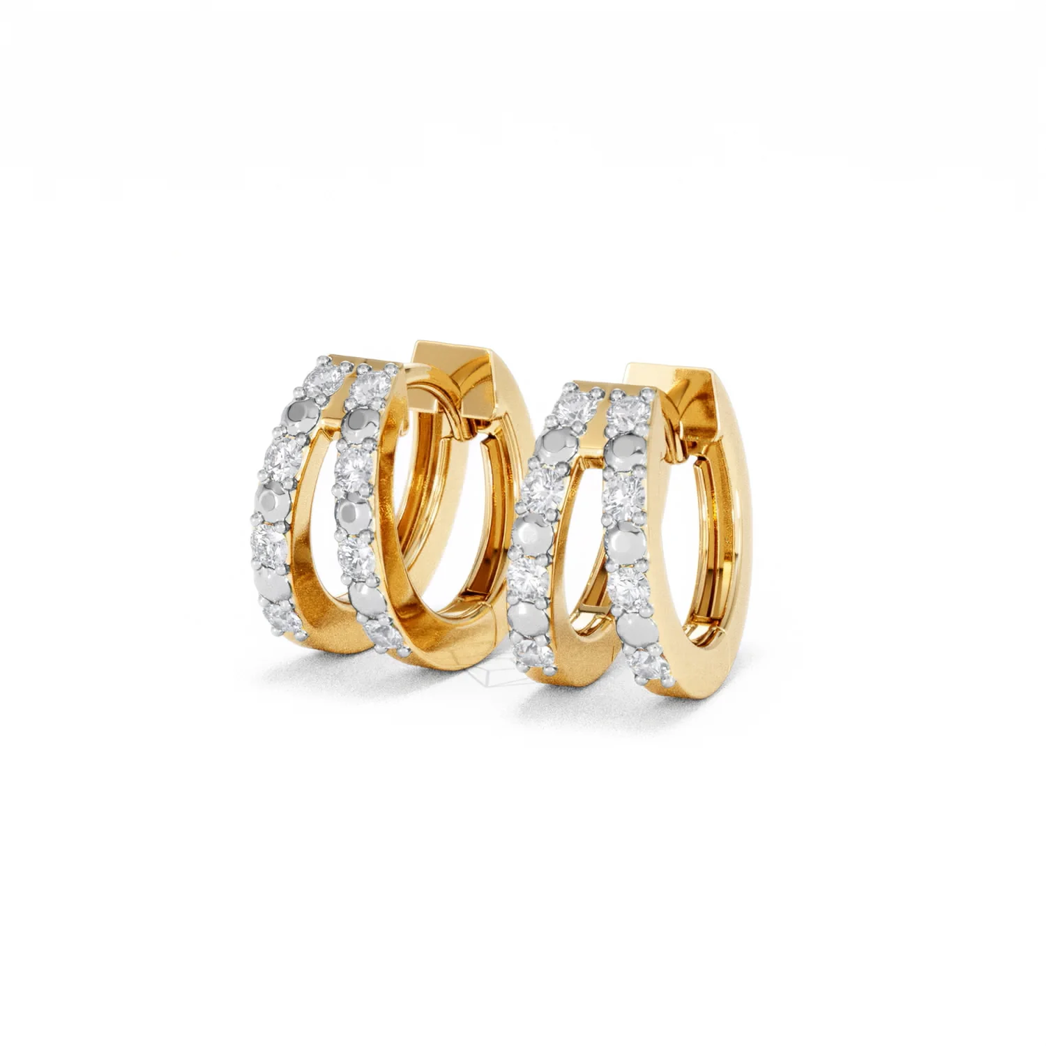 Duo Row Huggie Lab Diamond Earrings 0.22ct in 18K Gold Vermeil - Image 83