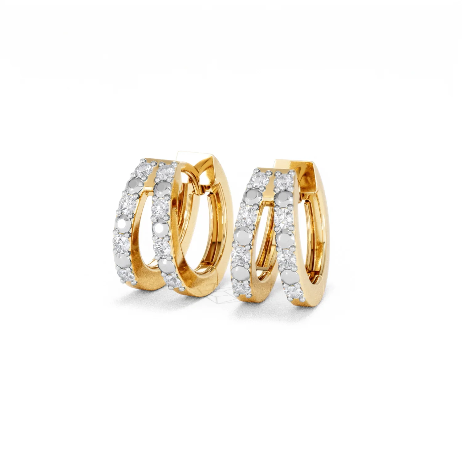 Duo Row Huggie Lab Diamond Earrings 0.22ct in 18K Gold Vermeil - Image 84