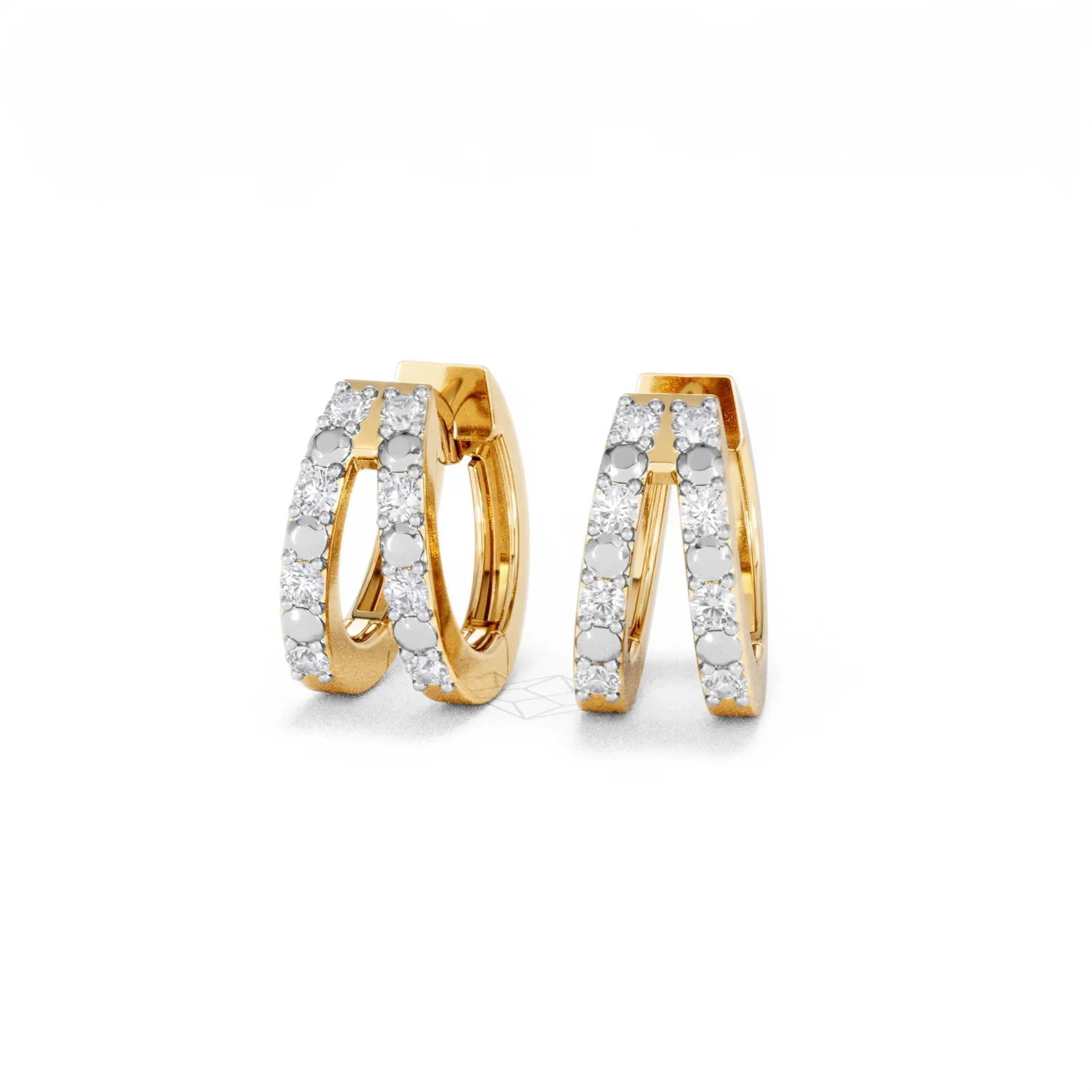 Duo Row Huggie Lab Diamond Earrings 0.22ct in 18K Gold Vermeil - Image 86
