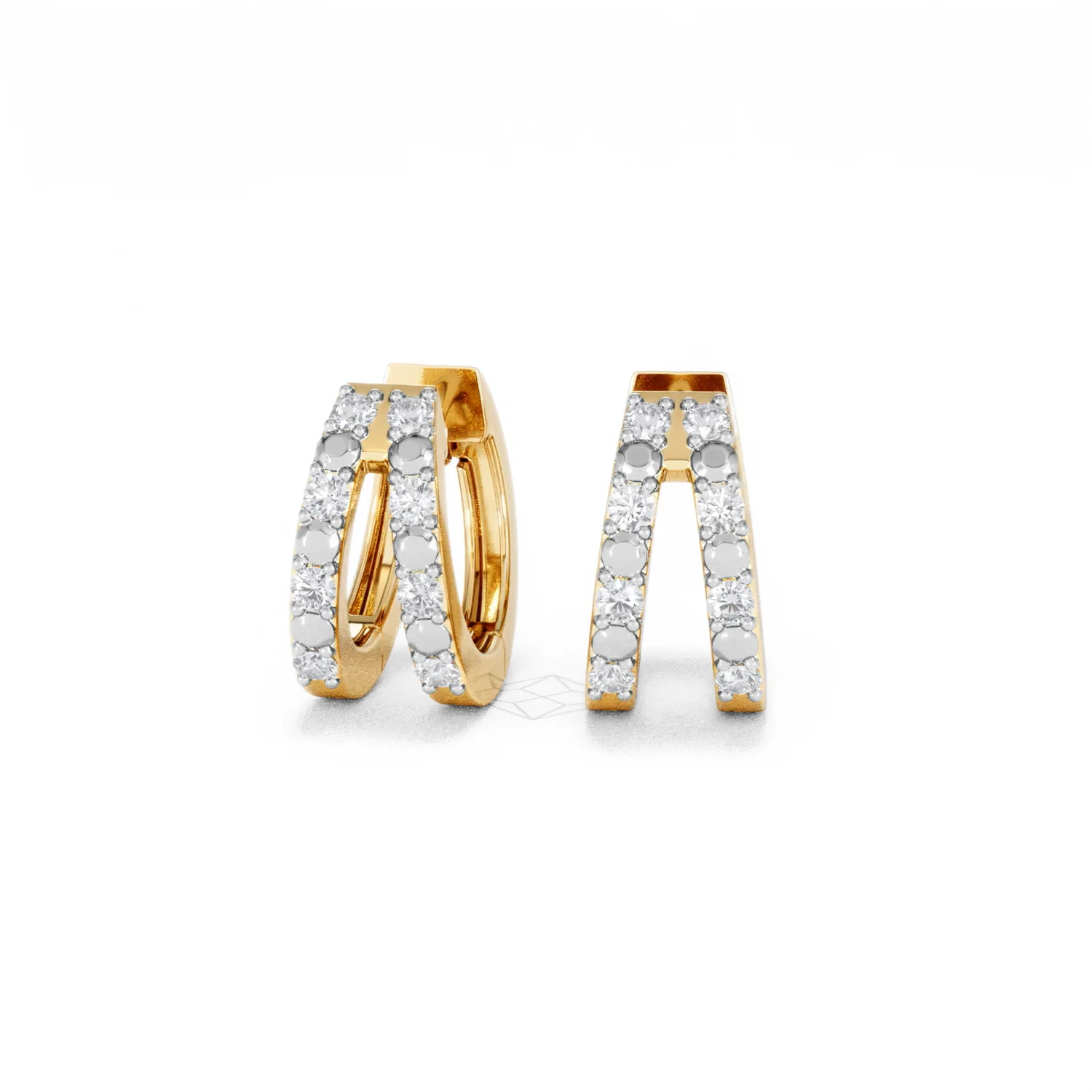 Duo Row Huggie Lab Diamond Earrings 0.22ct in 18K Gold Vermeil - Image 87