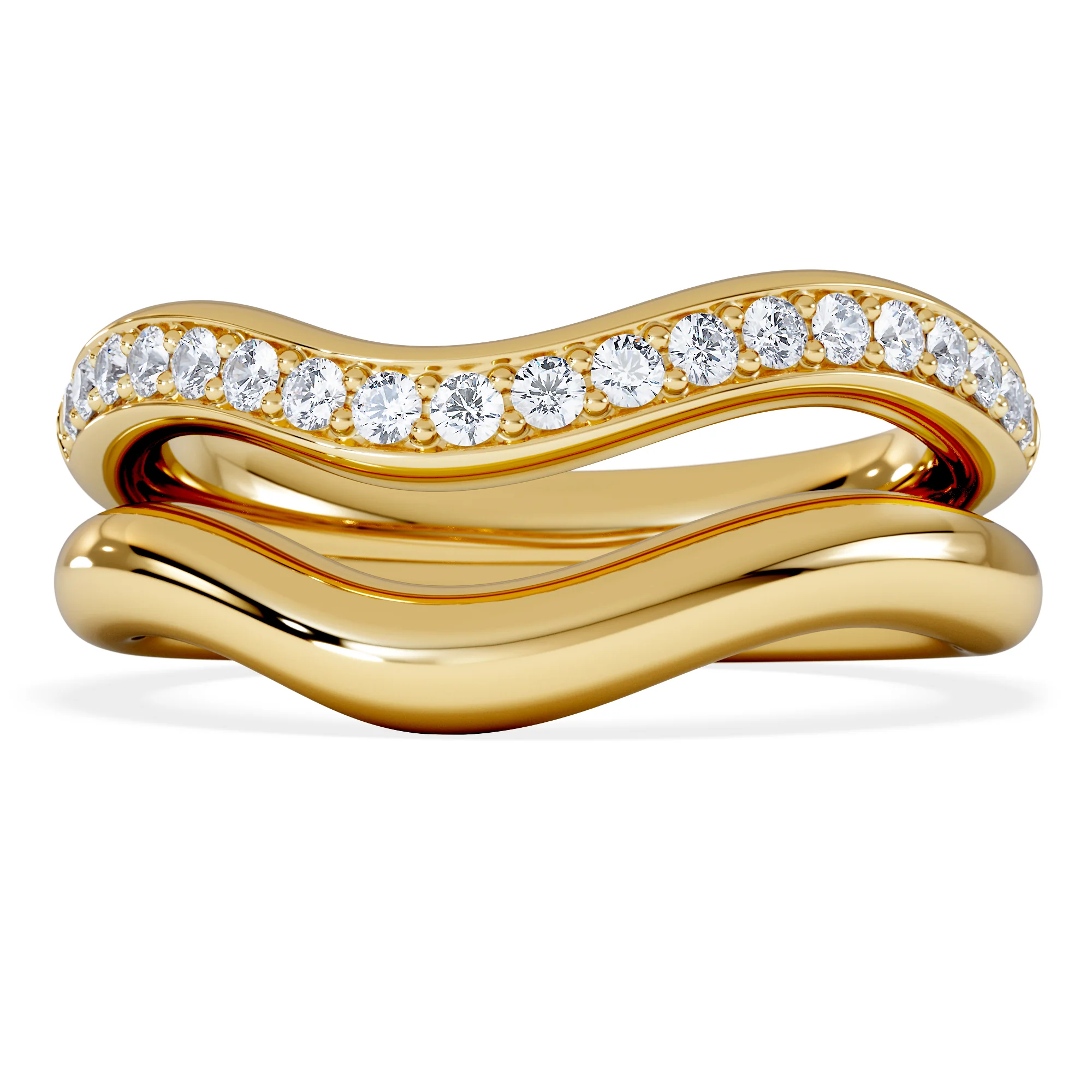 Duo Wave Stacking Lab Diamond Ring 0.26ct in 18k Gold Vermeil - Image 7