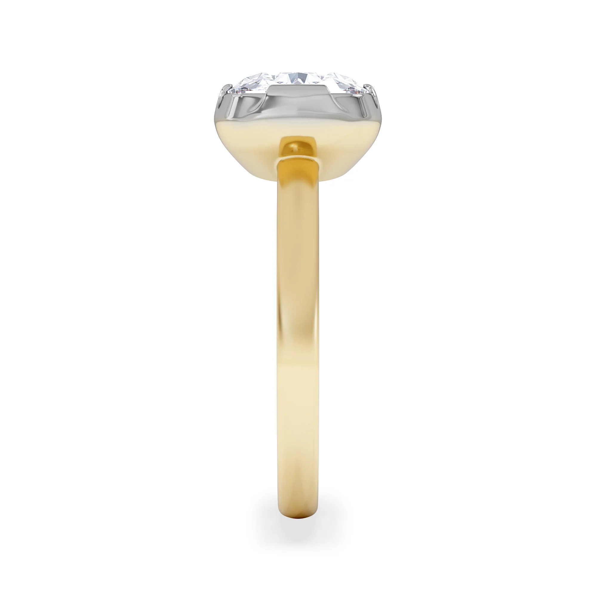 East West 3.00ct Elongated Cushion Cut Lab Diamond Solitaire Engagement Ring in 18K Yellow Gold - Image 5