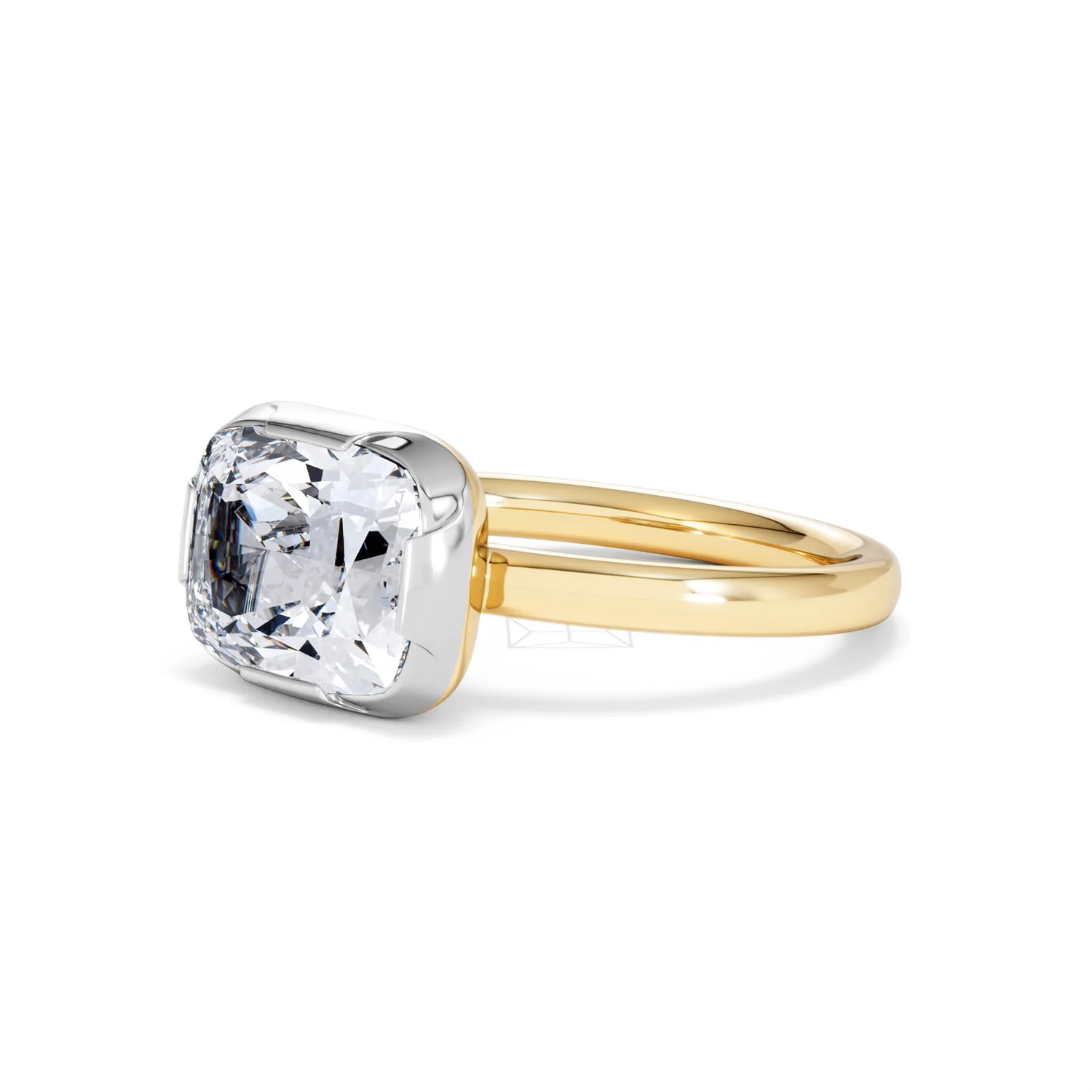 East West 3.00ct Elongated Cushion Cut Lab Diamond Solitaire Engagement Ring in 18K Yellow Gold - Image 77