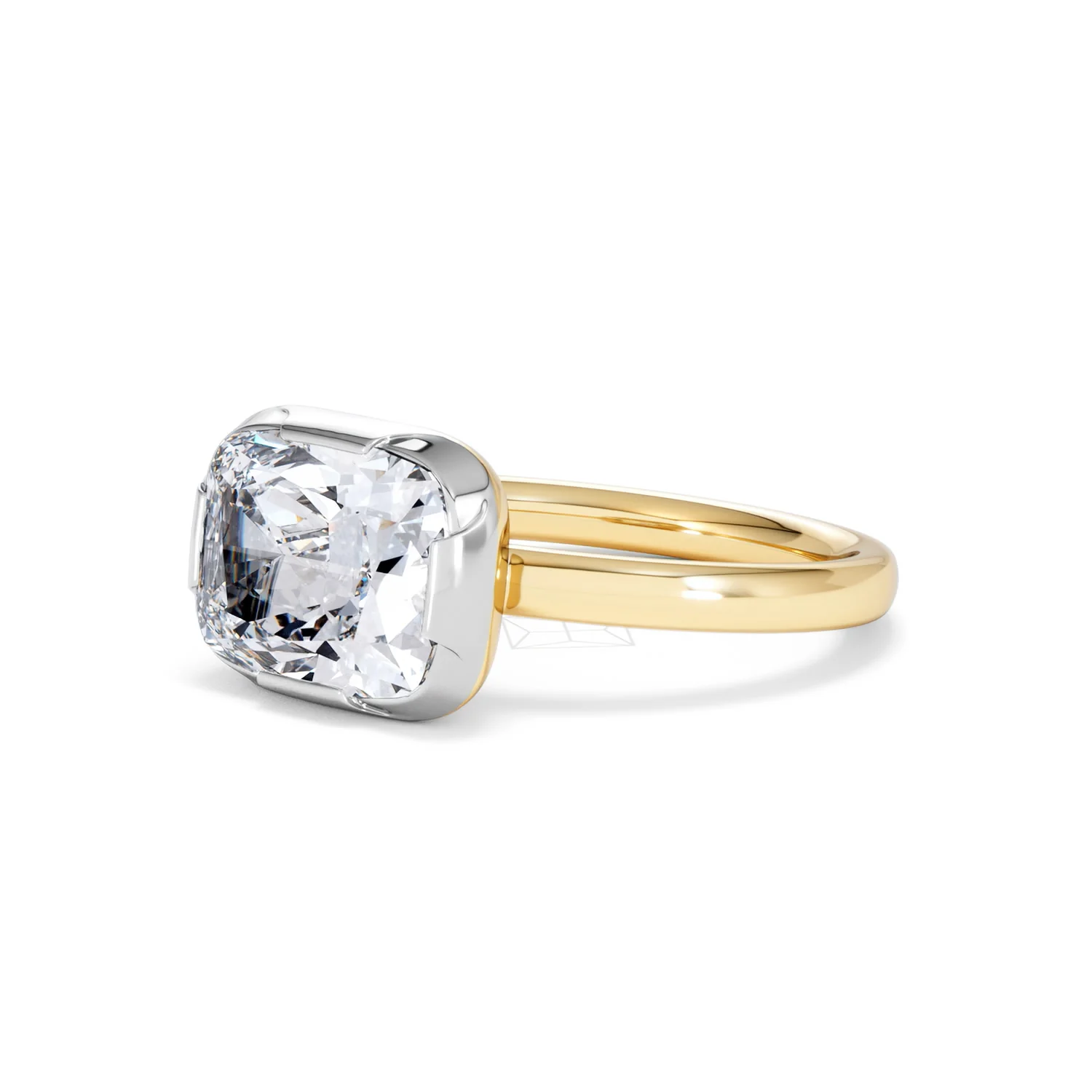 East West 3.00ct Elongated Cushion Cut Lab Diamond Solitaire Engagement Ring in 18K Yellow Gold - Image 78