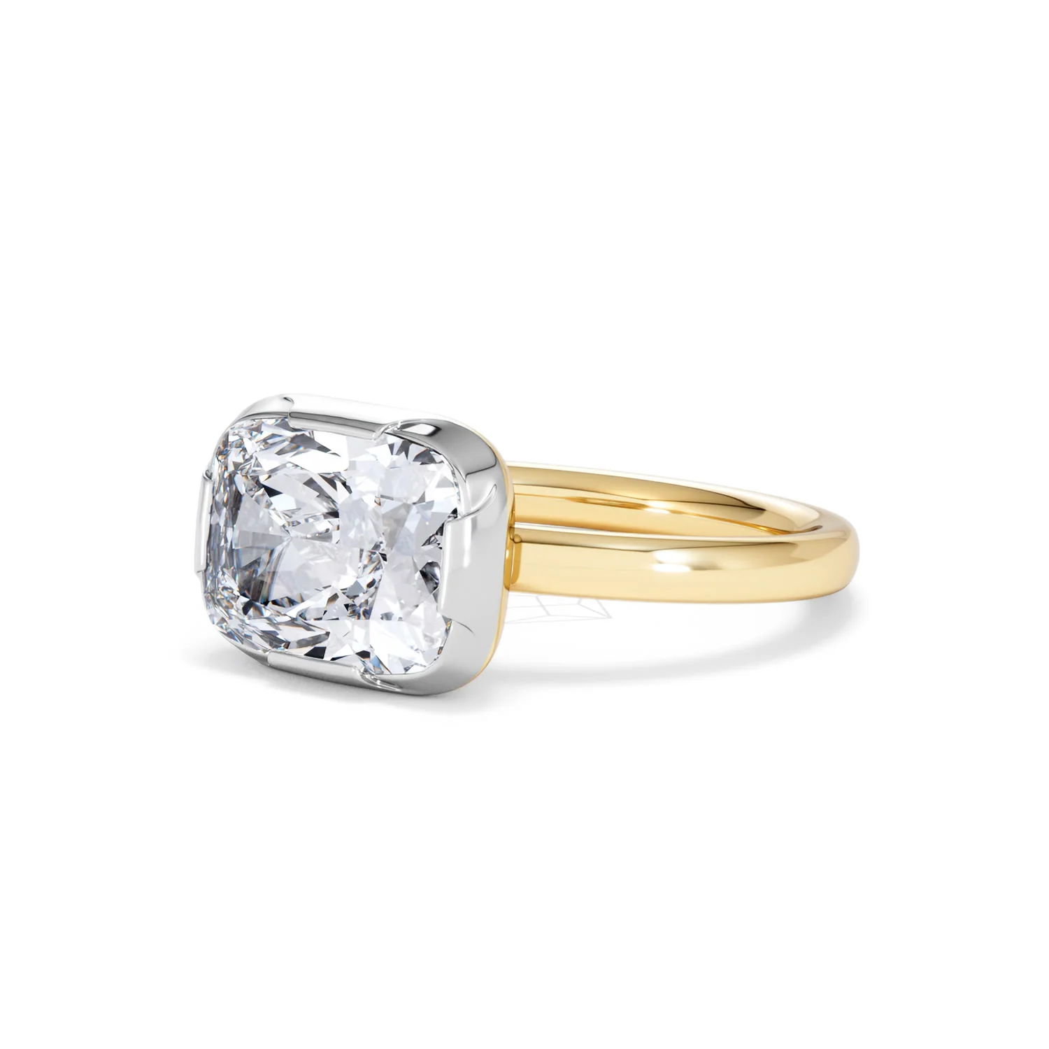 East West 3.00ct Elongated Cushion Cut Lab Diamond Solitaire Engagement Ring in 18K Yellow Gold - Image 79