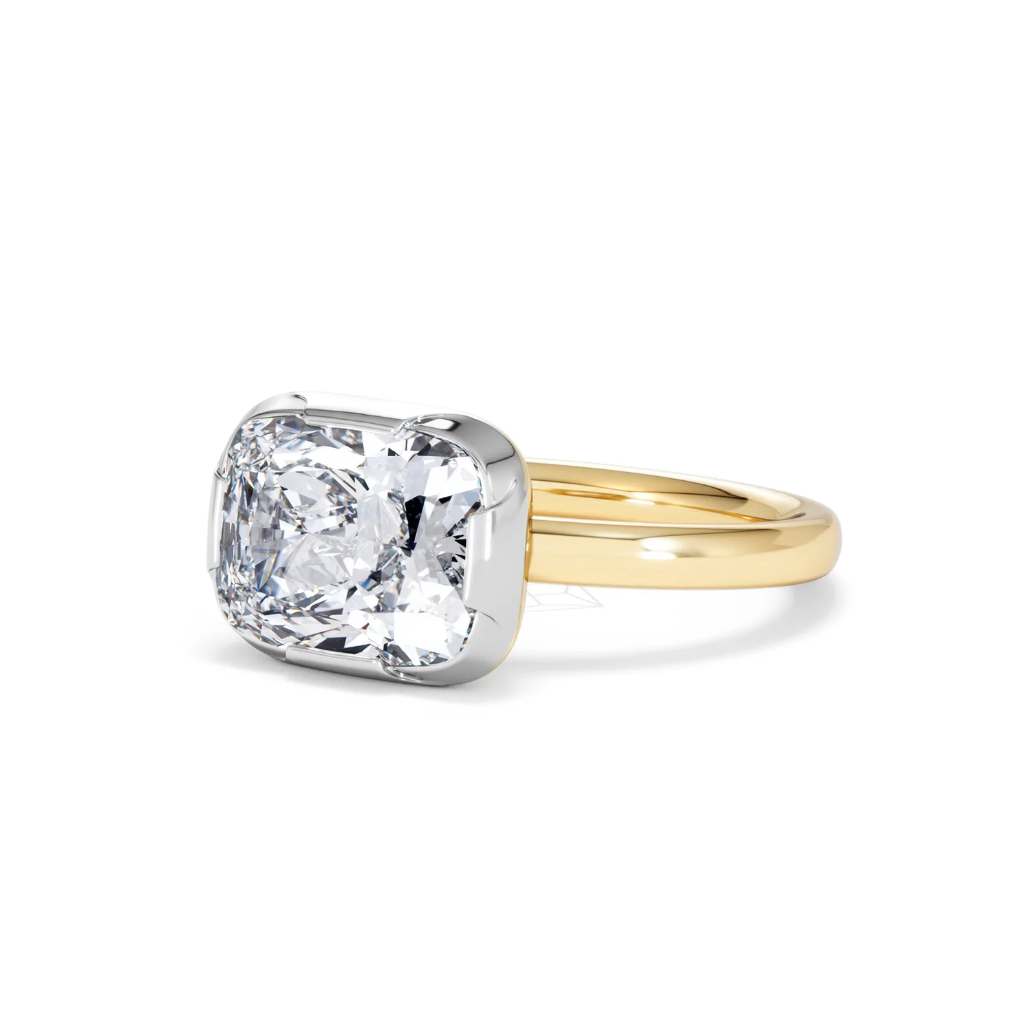East West 3.00ct Elongated Cushion Cut Lab Diamond Solitaire Engagement Ring in 18K Yellow Gold - Image 80