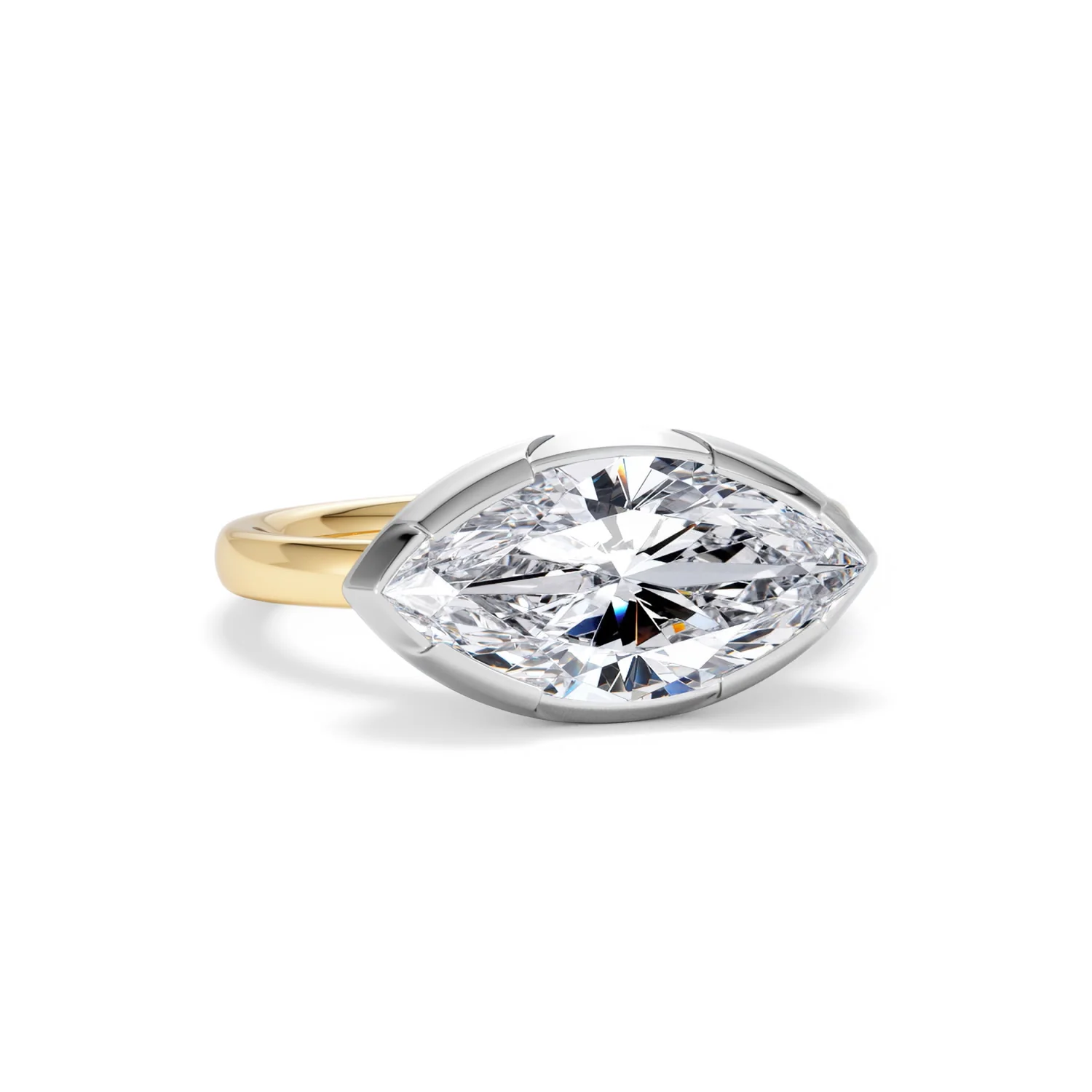 East West 3.00ct Marquise Cut Lab Diamond Solitaire Engagement Ring in 18K Yellow Gold - Image 10