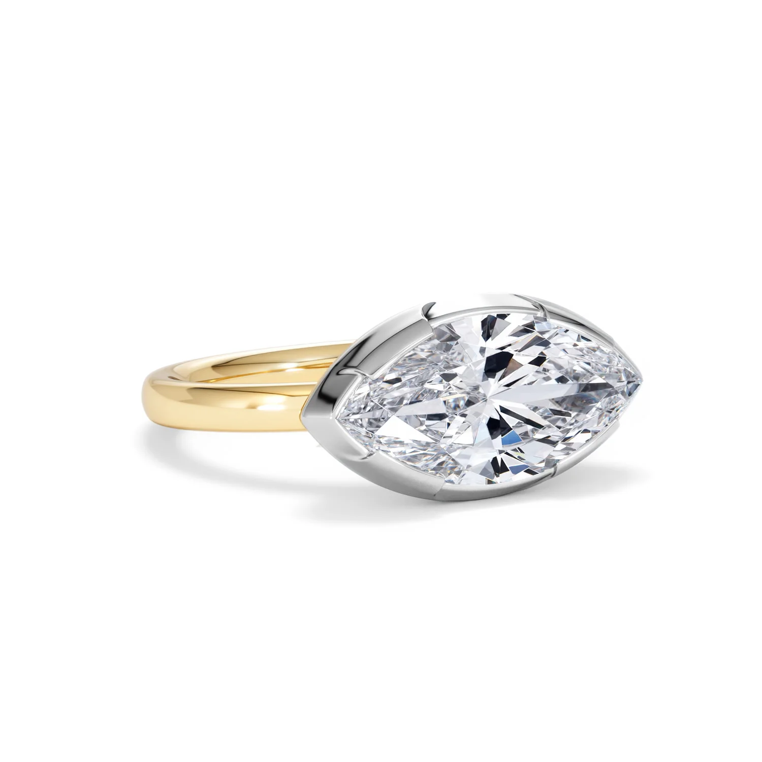 East West 3.00ct Marquise Cut Lab Diamond Solitaire Engagement Ring in 18K Yellow Gold - Image 13