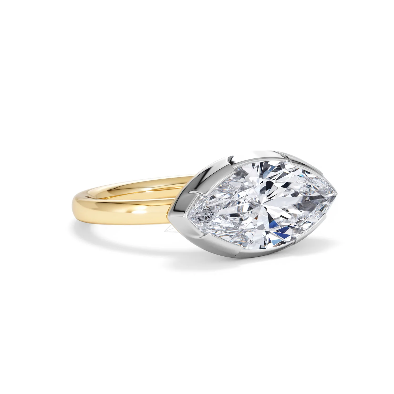 East West 3.00ct Marquise Cut Lab Diamond Solitaire Engagement Ring in 18K Yellow Gold - Image 14