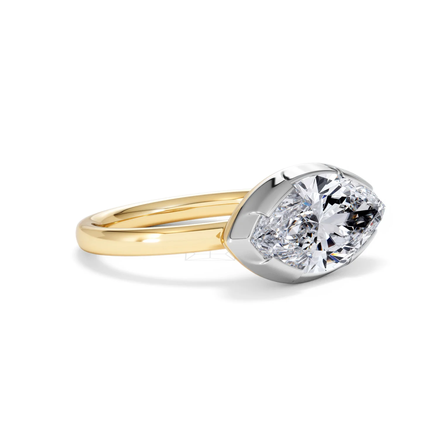East West 3.00ct Marquise Cut Lab Diamond Solitaire Engagement Ring in 18K Yellow Gold - Image 17
