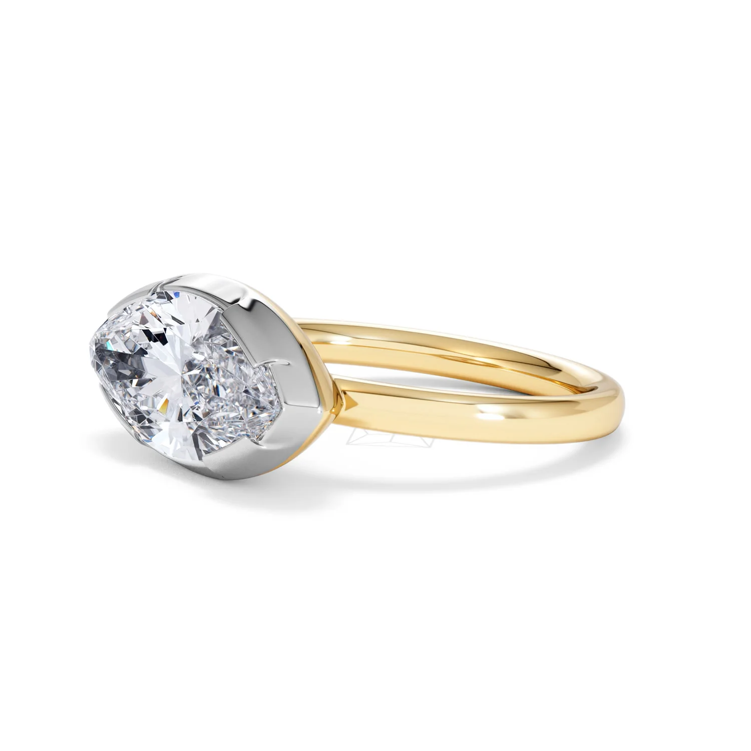 East West 3.00ct Marquise Cut Lab Diamond Solitaire Engagement Ring in 18K Yellow Gold - Image 75