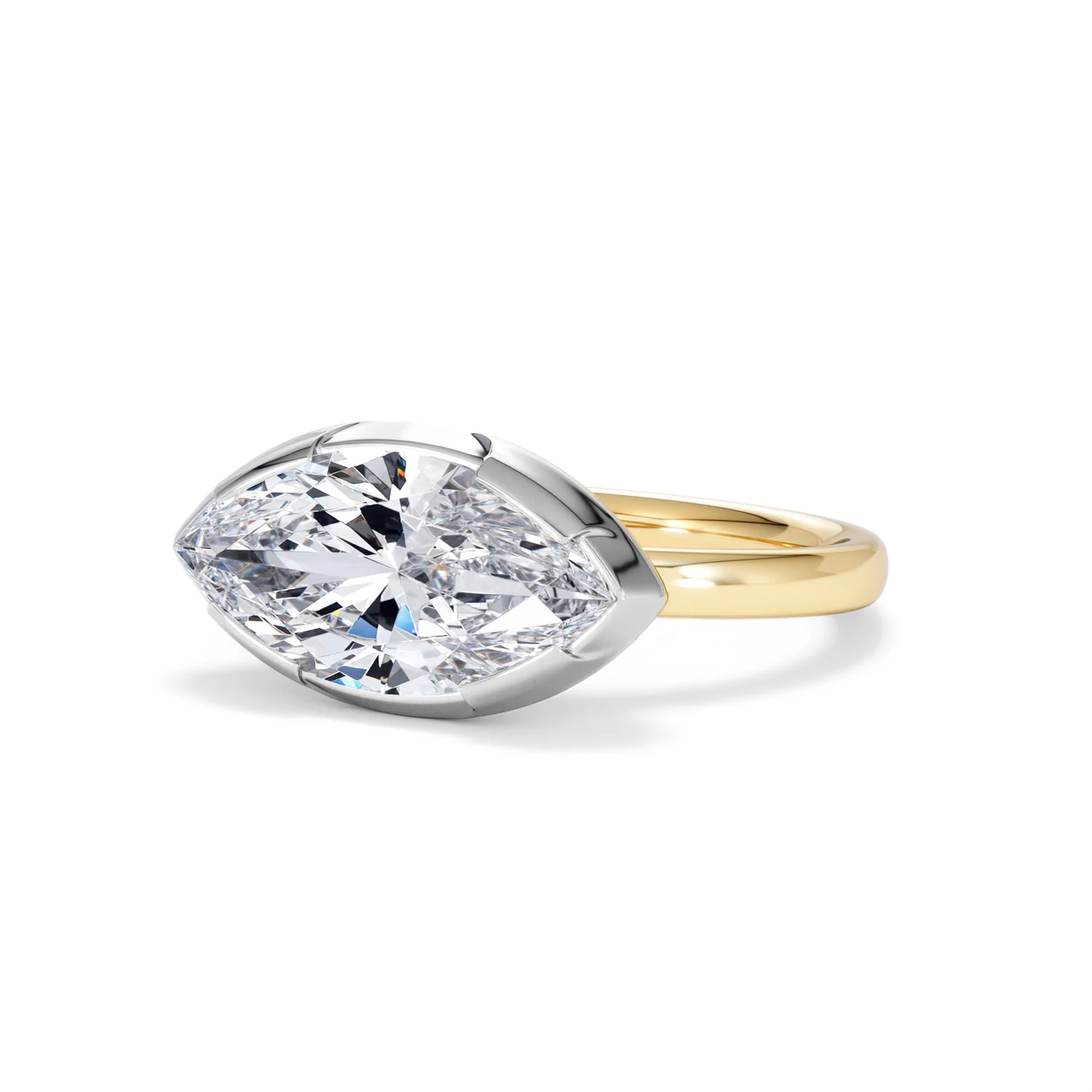 East West 3.00ct Marquise Cut Lab Diamond Solitaire Engagement Ring in 18K Yellow Gold - Image 81