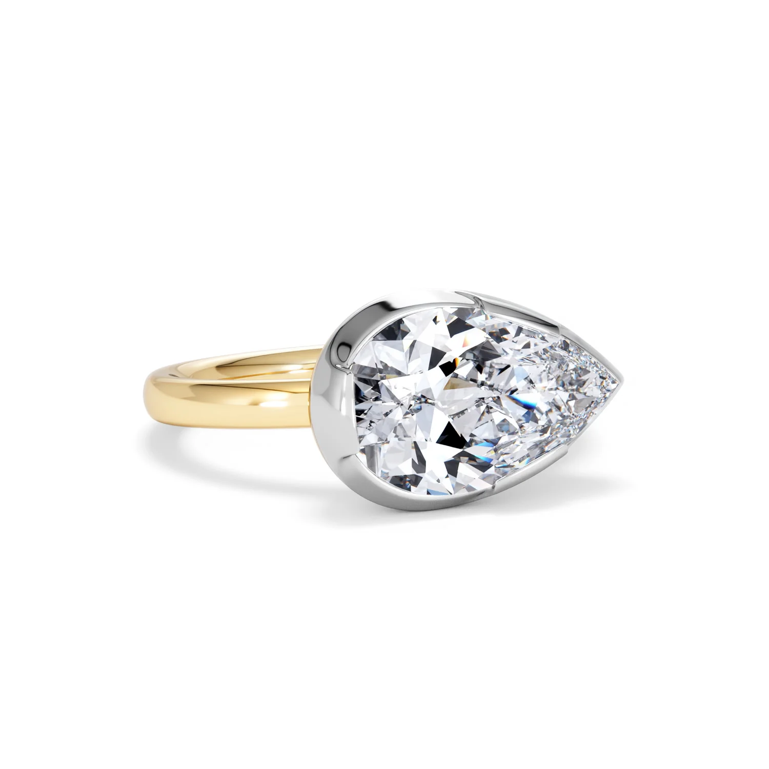 East West 3.00ct Pear Cut Lab Diamond Solitaire Engagement Ring in 18K Yellow Gold - Image 12