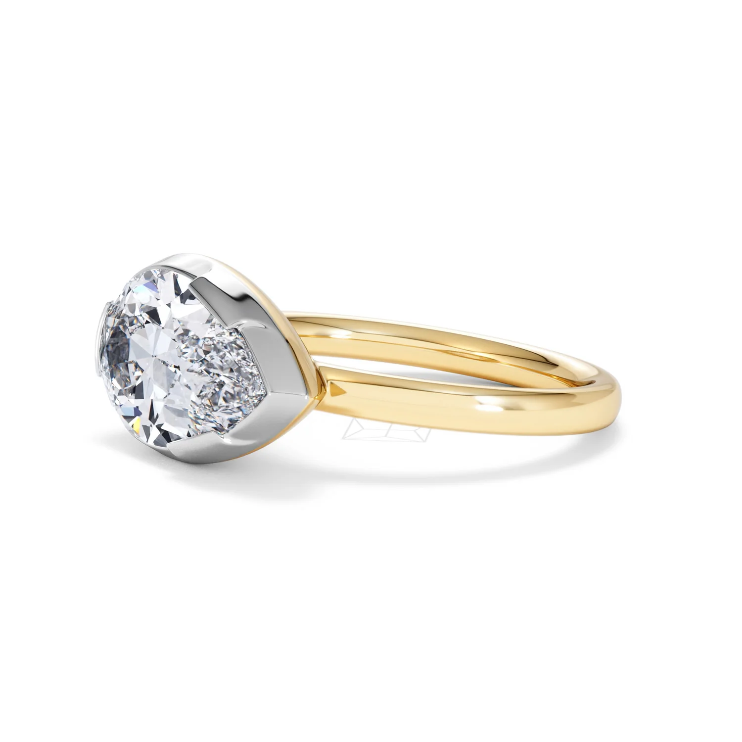 East West 3.00ct Pear Cut Lab Diamond Solitaire Engagement Ring in 18K Yellow Gold - Image 75