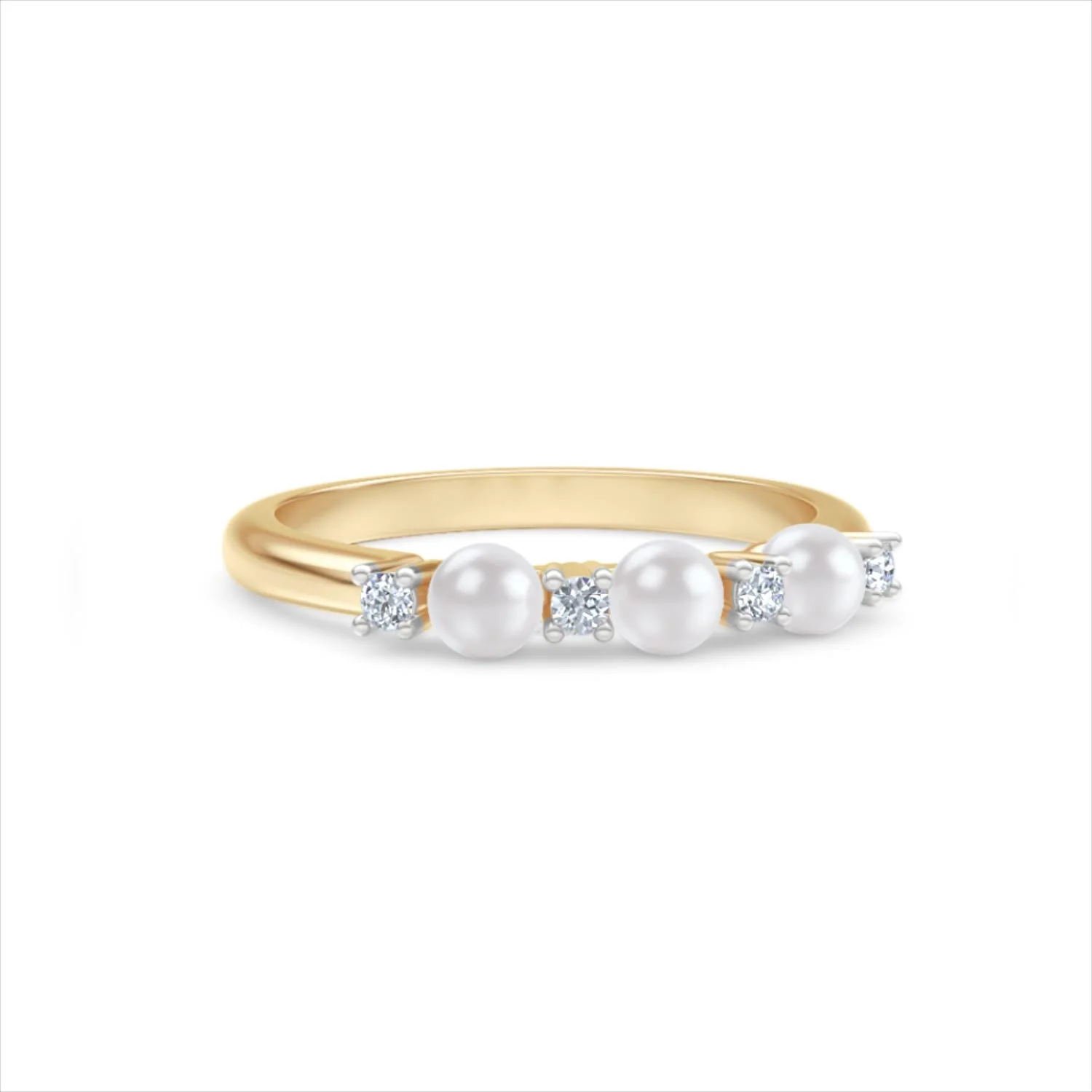 Eden 0.60ct Round Pearl and Lab Diamond 3 Stone Ring in 18K Gold Vermeil - Image 13