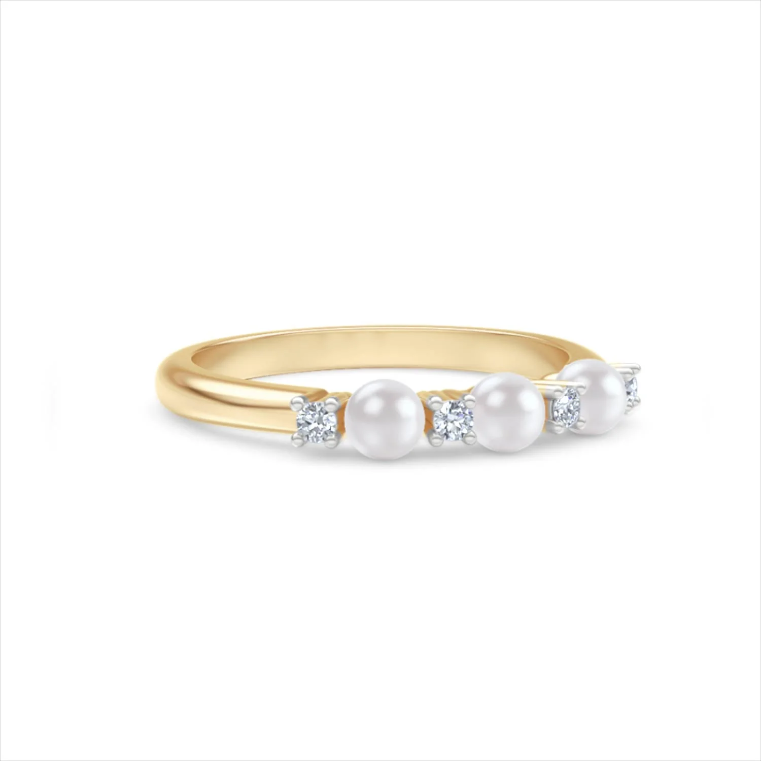 Eden 0.60ct Round Pearl and Lab Diamond 3 Stone Ring in 18K Gold Vermeil - Image 15