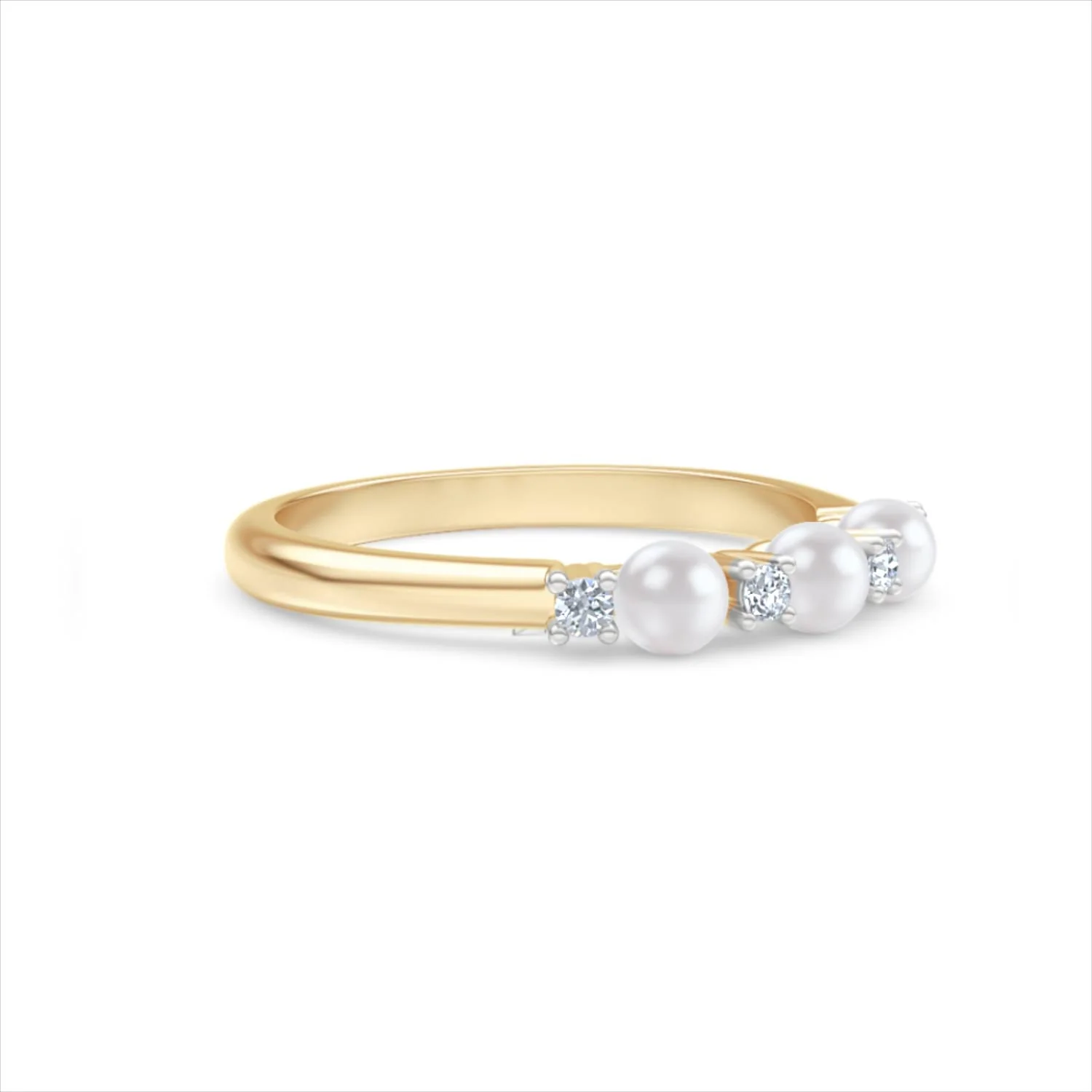 Eden 0.60ct Round Pearl and Lab Diamond 3 Stone Ring in 18K Gold Vermeil - Image 19
