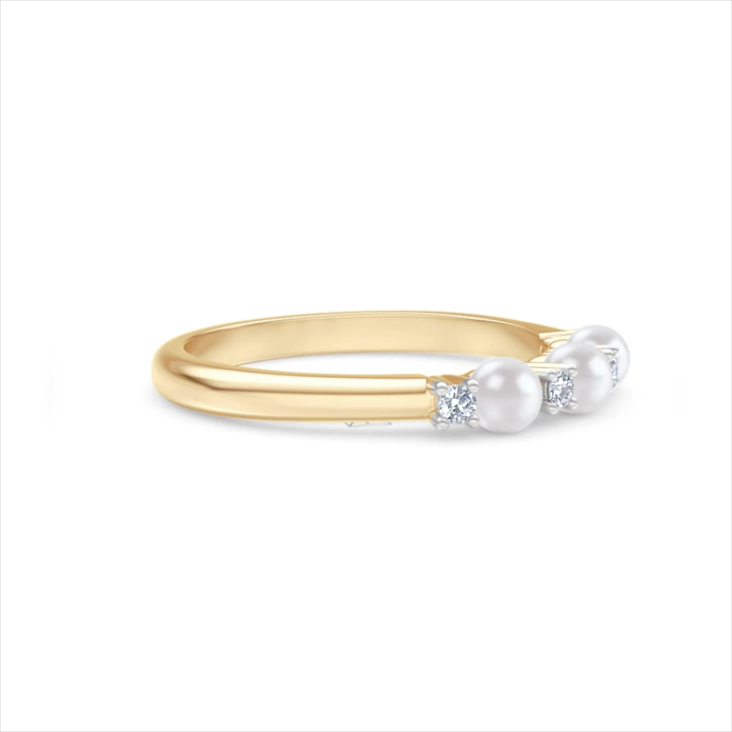Eden 0.60ct Round Pearl and Lab Diamond 3 Stone Ring in 18K Gold Vermeil - Image 22