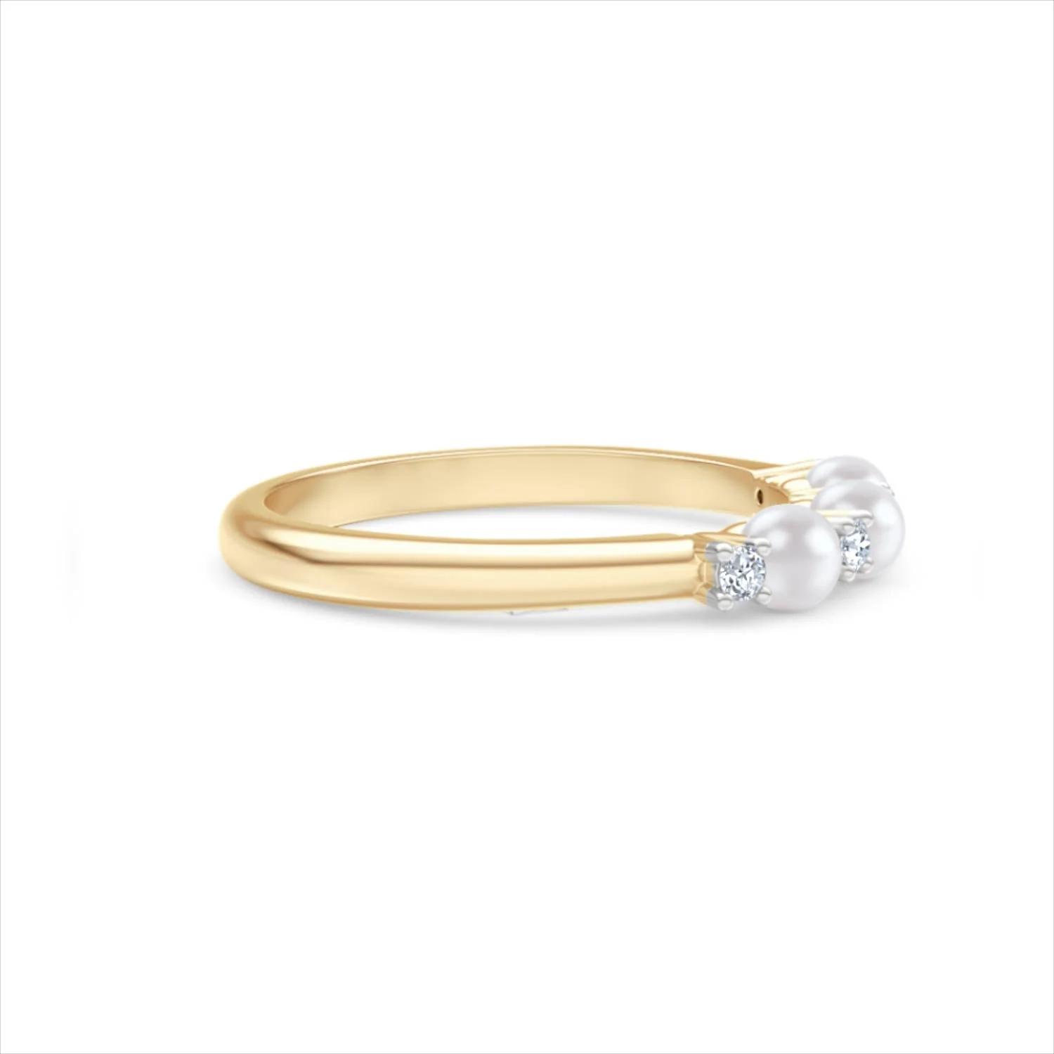 Eden 0.60ct Round Pearl and Lab Diamond 3 Stone Ring in 18K Gold Vermeil - Image 25