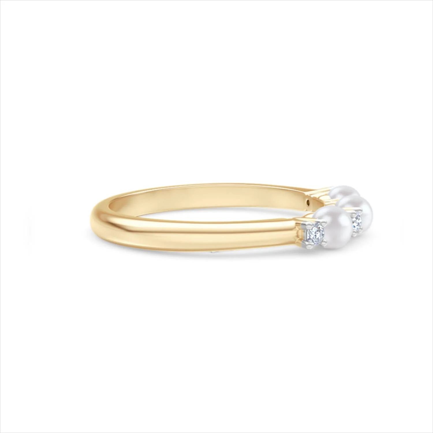 Eden 0.60ct Round Pearl and Lab Diamond 3 Stone Ring in 18K Gold Vermeil - Image 26