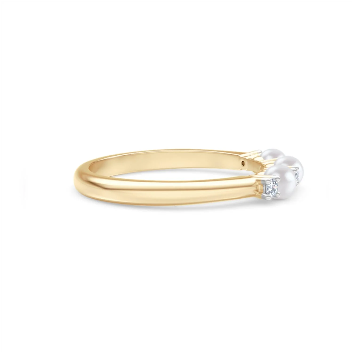 Eden 0.60ct Round Pearl and Lab Diamond 3 Stone Ring in 18K Gold Vermeil - Image 28
