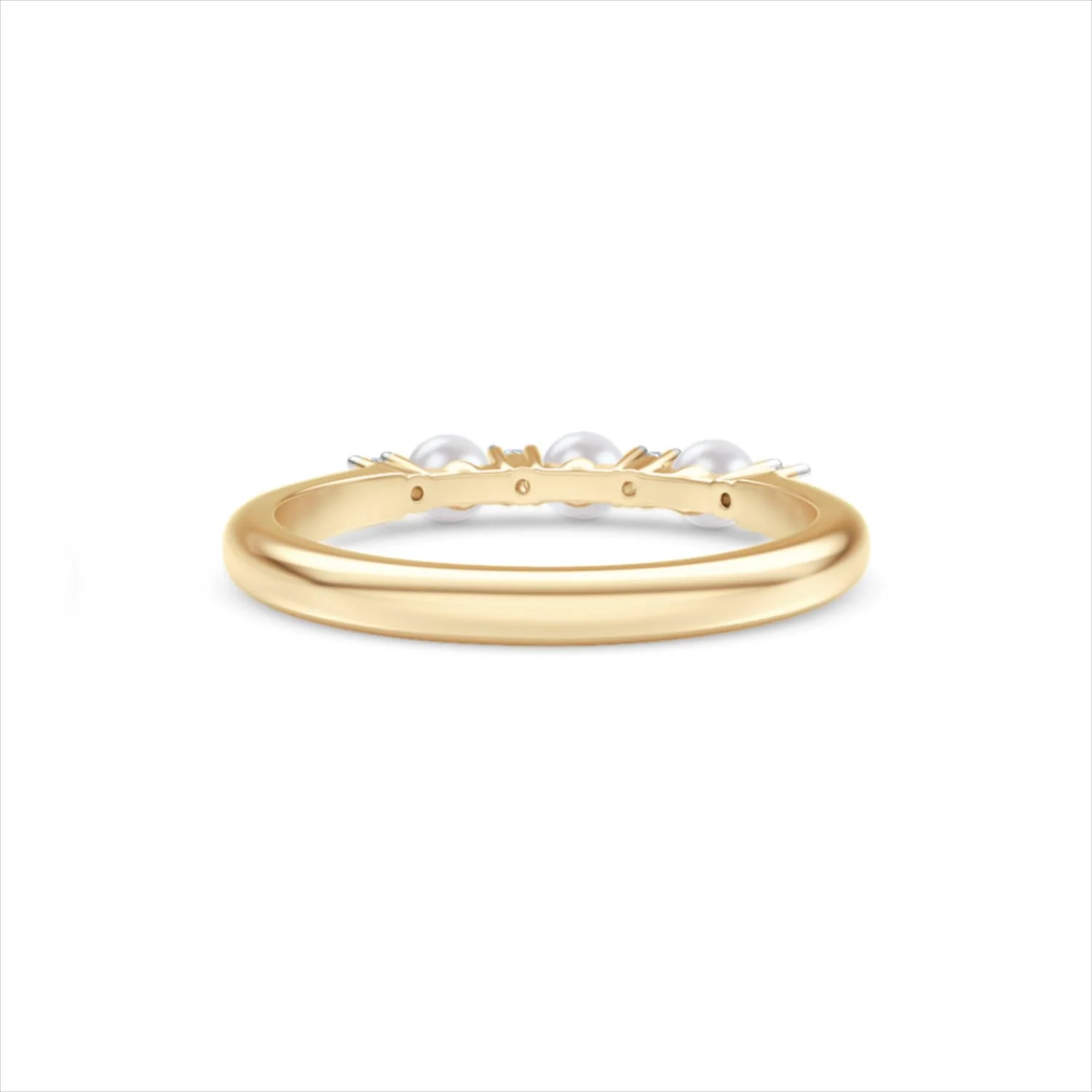 Eden 0.60ct Round Pearl and Lab Diamond 3 Stone Ring in 18K Gold Vermeil - Image 47