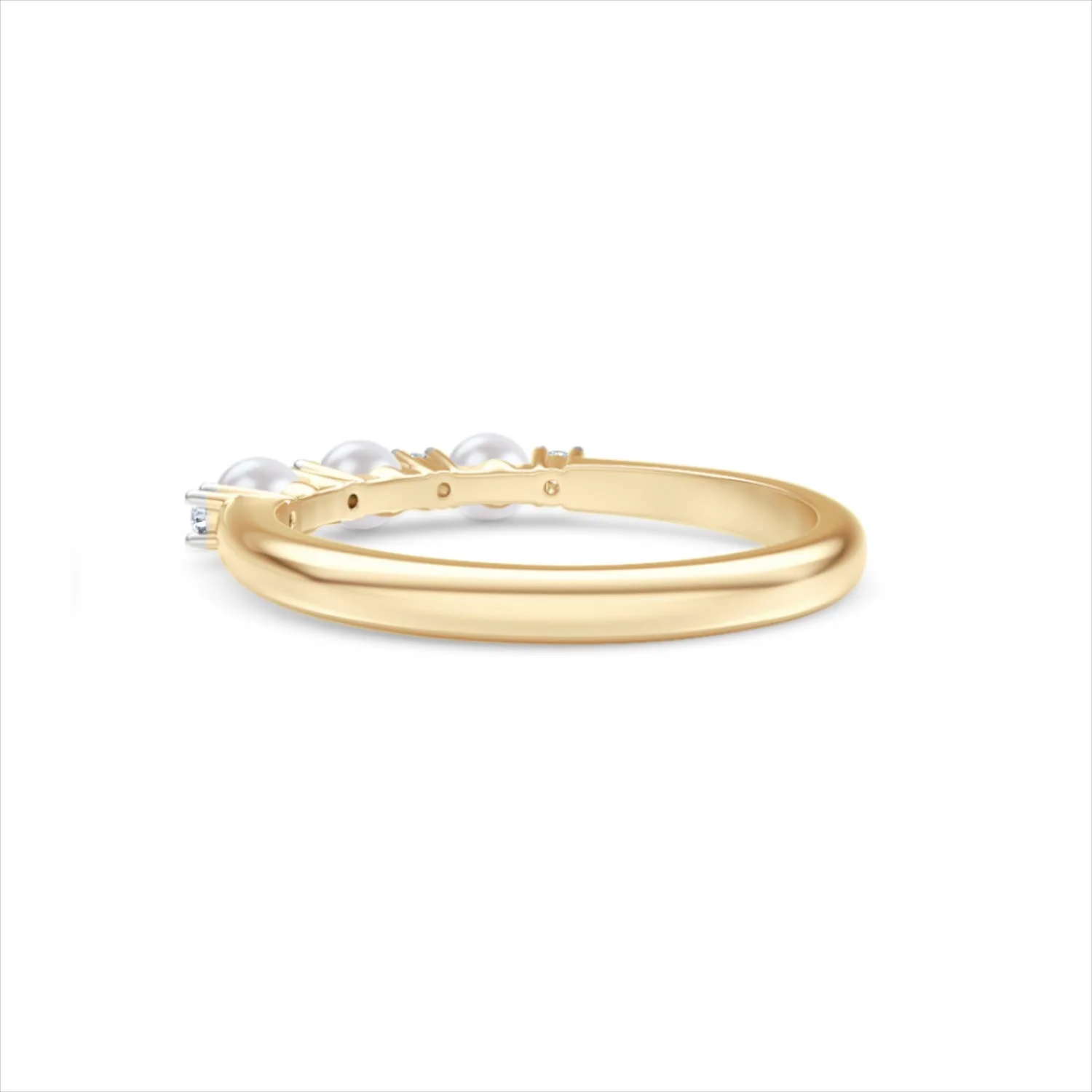 Eden 0.60ct Round Pearl and Lab Diamond 3 Stone Ring in 18K Gold Vermeil - Image 57