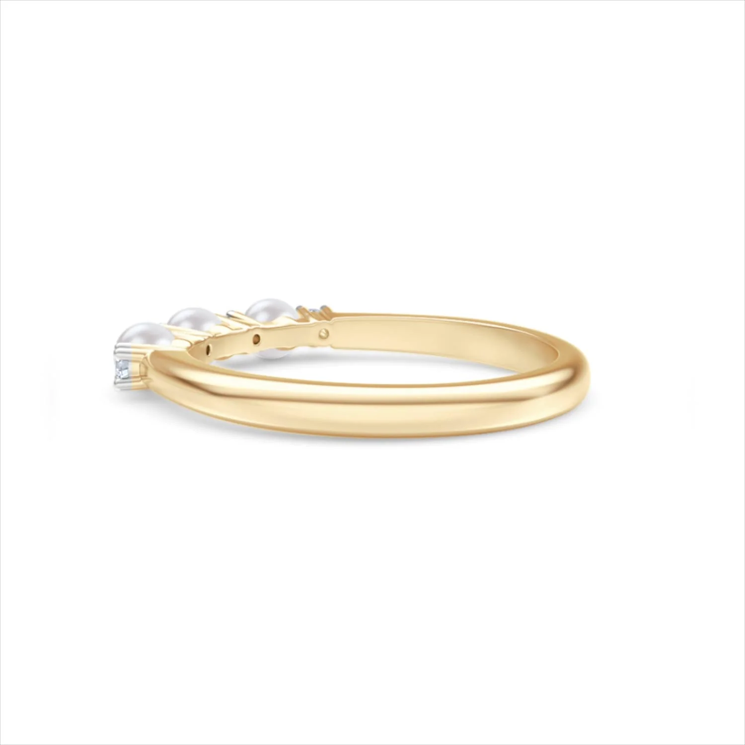 Eden 0.60ct Round Pearl and Lab Diamond 3 Stone Ring in 18K Gold Vermeil - Image 61