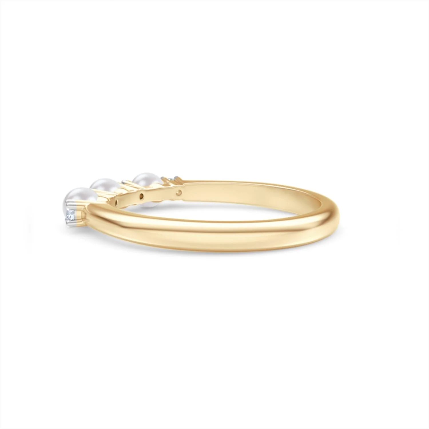 Eden 0.60ct Round Pearl and Lab Diamond 3 Stone Ring in 18K Gold Vermeil - Image 62