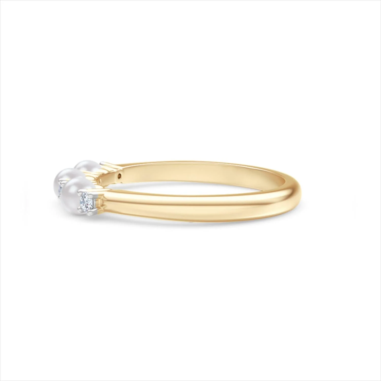 Eden 0.60ct Round Pearl and Lab Diamond 3 Stone Ring in 18K Gold Vermeil - Image 69