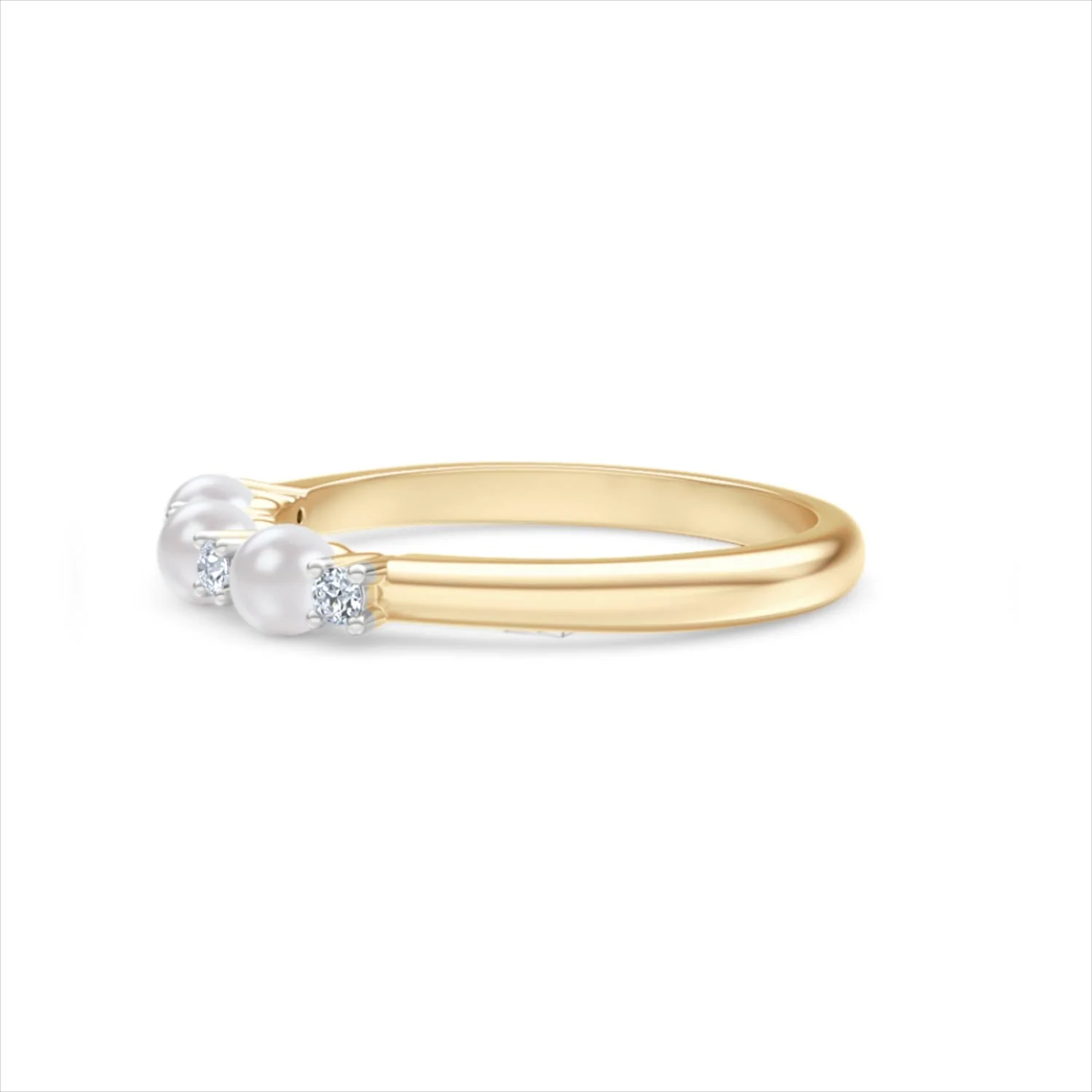 Eden 0.60ct Round Pearl and Lab Diamond 3 Stone Ring in 18K Gold Vermeil - Image 73